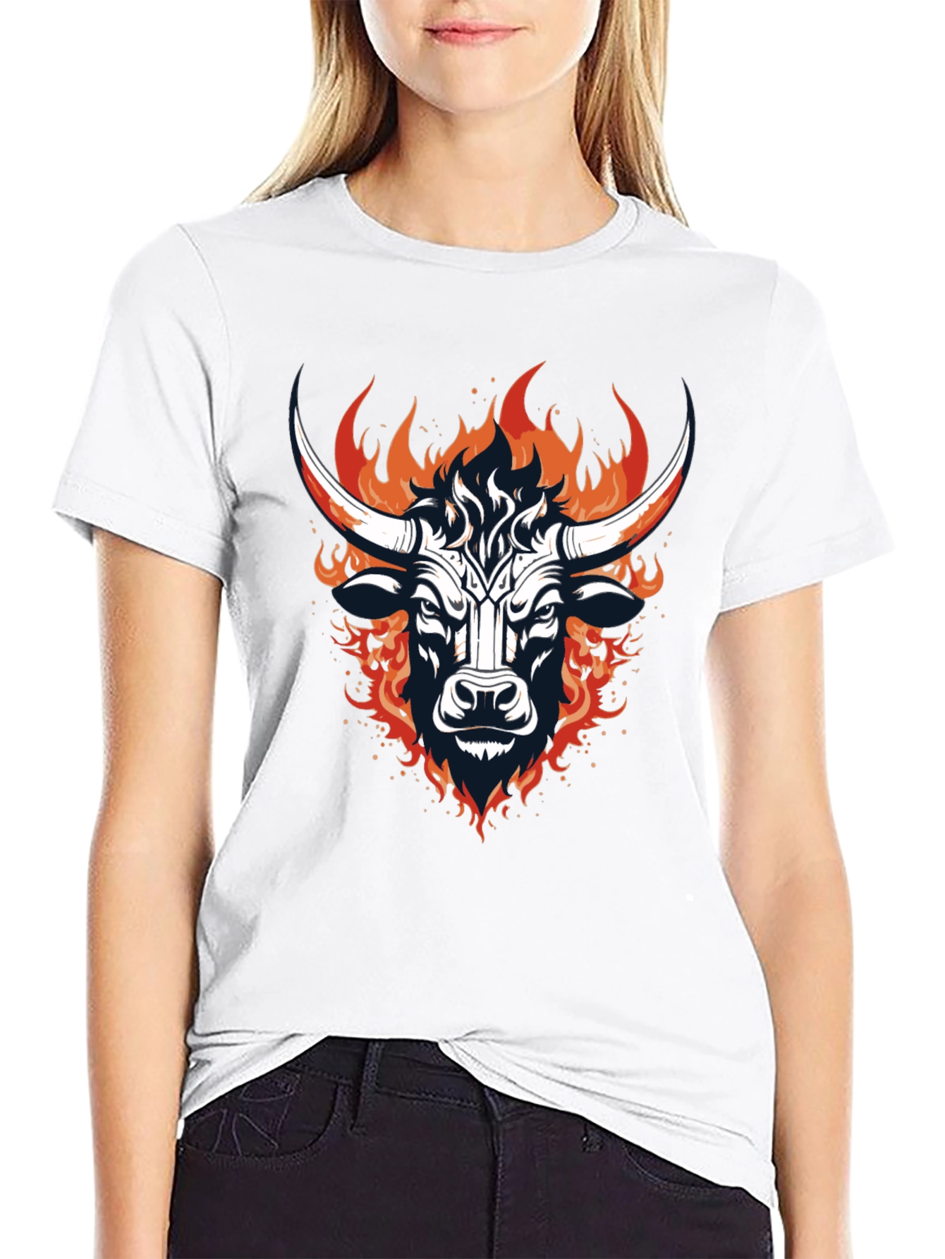 Black Fiery Bull Graphic Tee - Bold & Stylish view 9