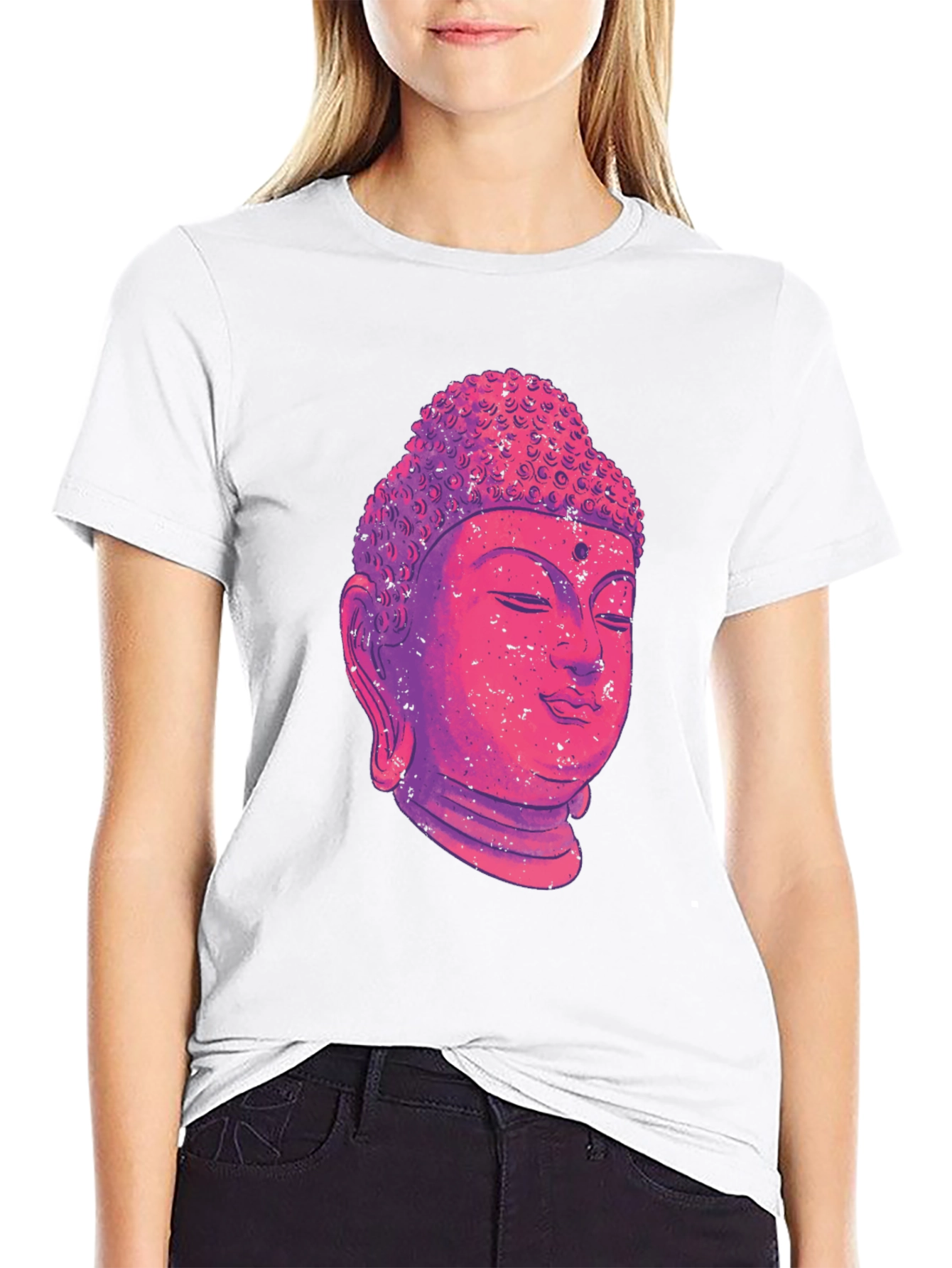Black Buddha Head Graphic T-Shirt - Black view 9