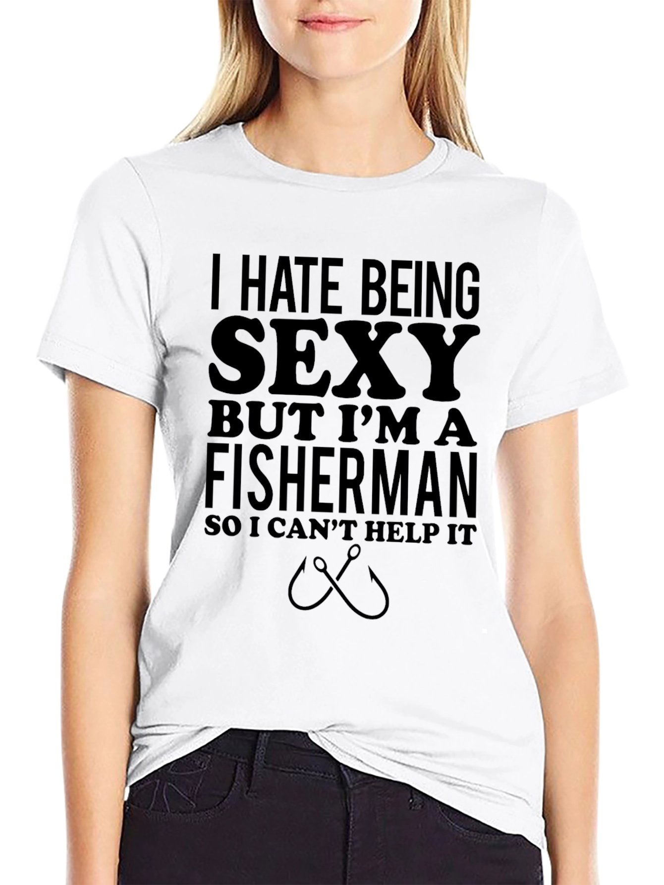 Black Funny Fisherman T-Shirt - I Hate Being Sexy view 9