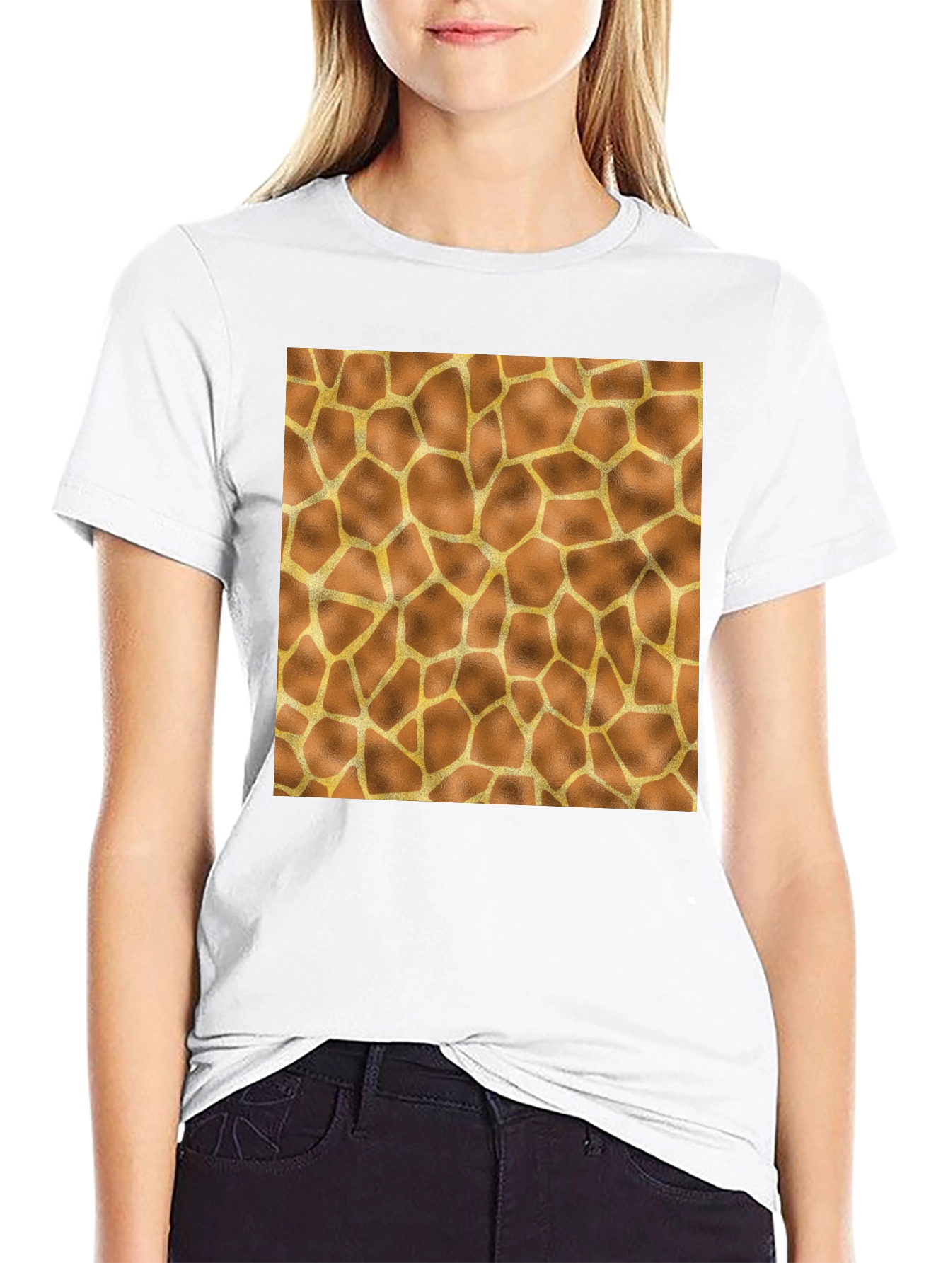 Black Giraffe Print Tee - Stylish Animal Pattern T-Shirt view 9