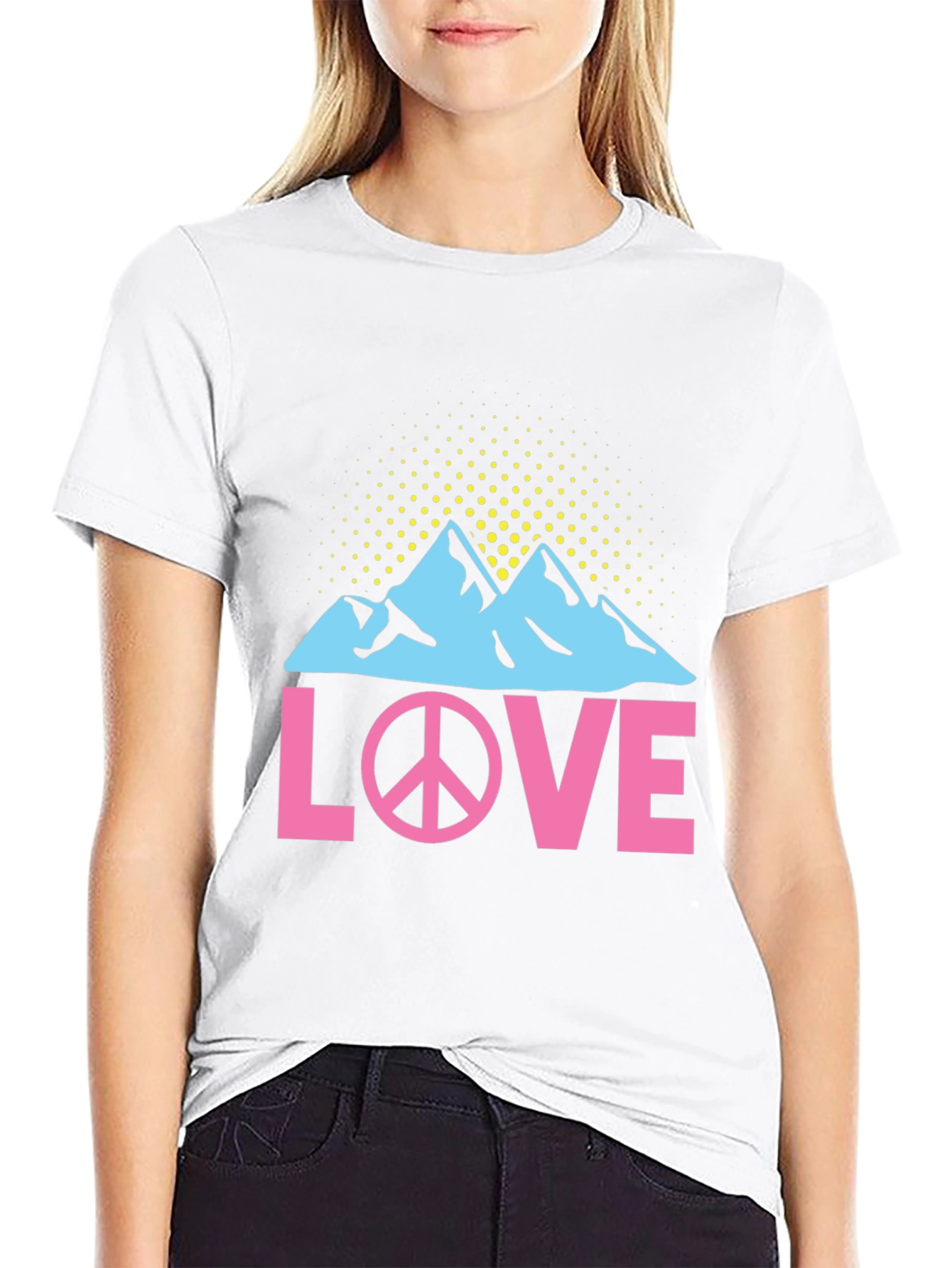 Black Peace Love Mountains Graphic T-Shirt view 9