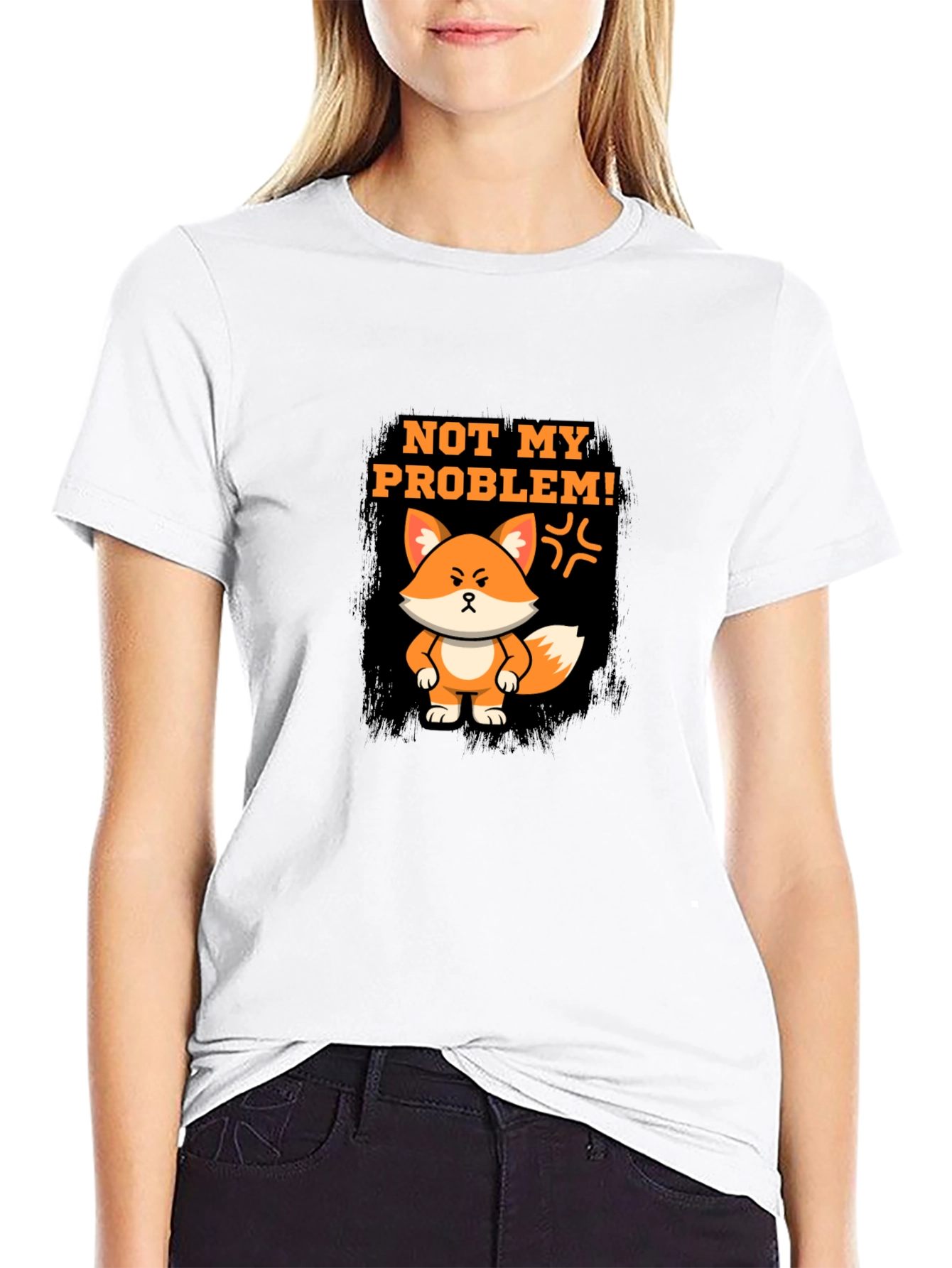 Black Not My Problem Fox Graphic T-Shirt view 9