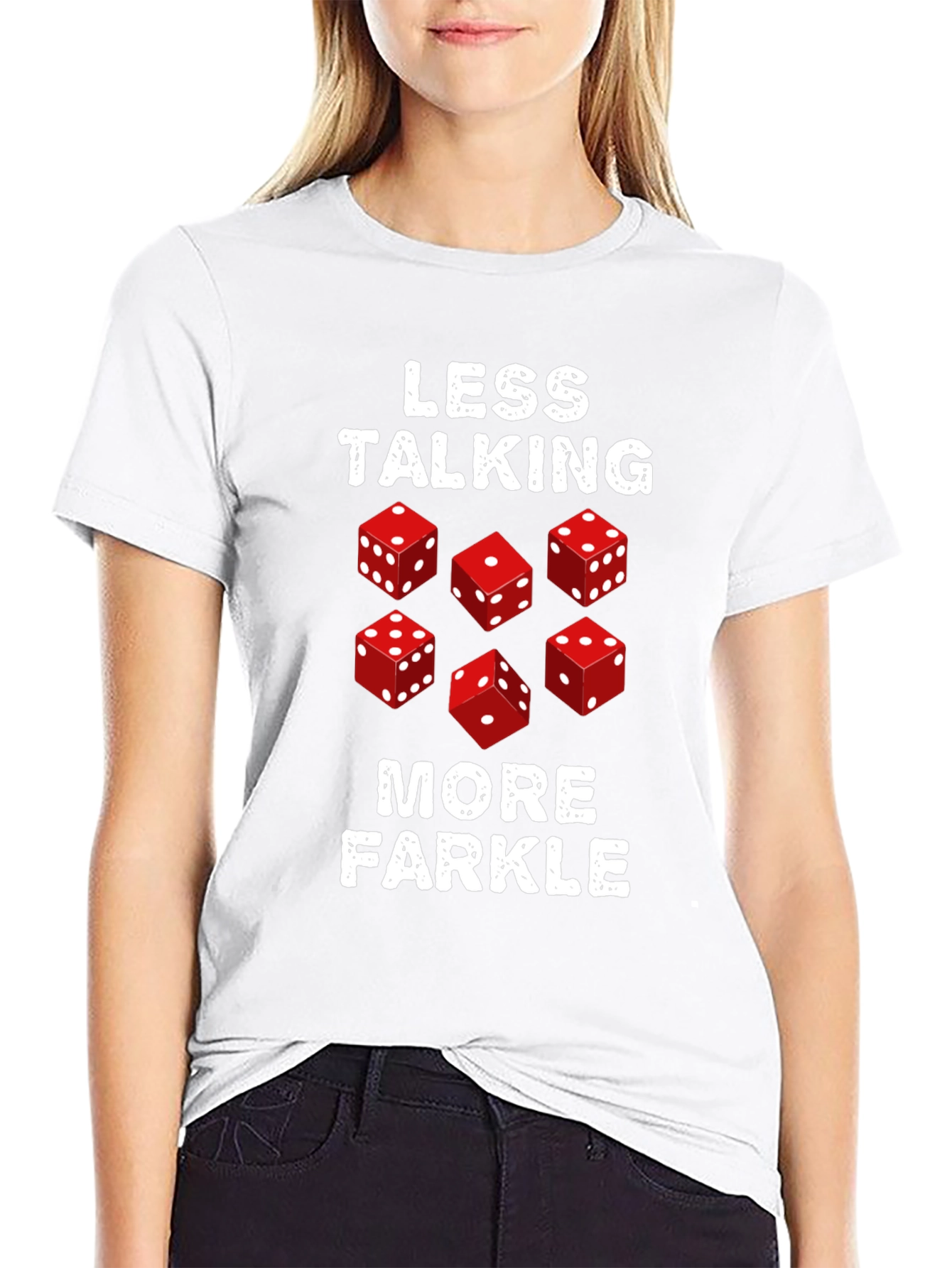 Black Less Talking More Farkle Dice Graphic T-Shirt view 9