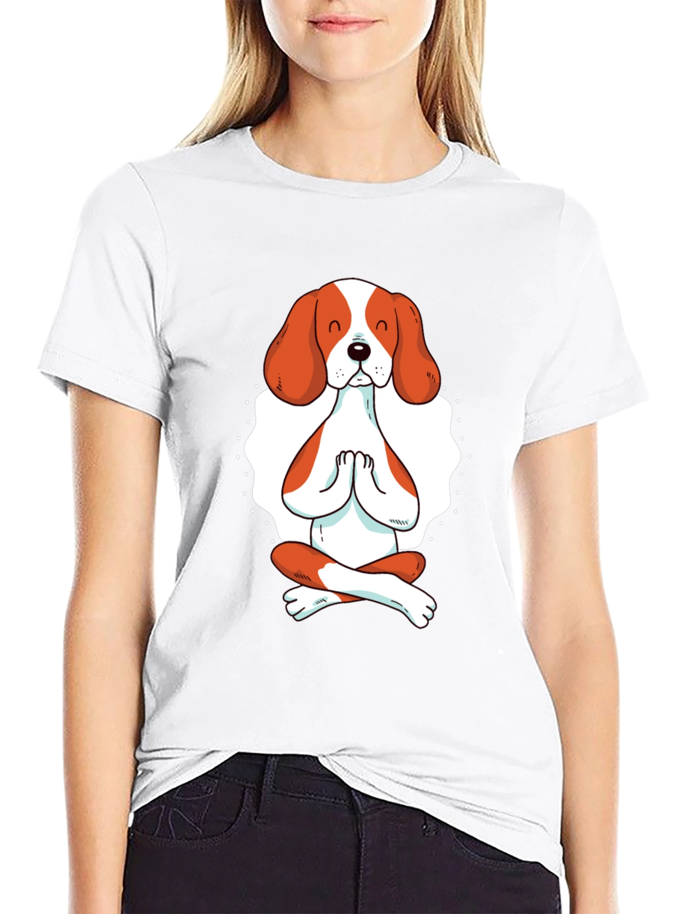 Black Yoga Dog Graphic Tee - Meditating Beagle T-Shirt view 9