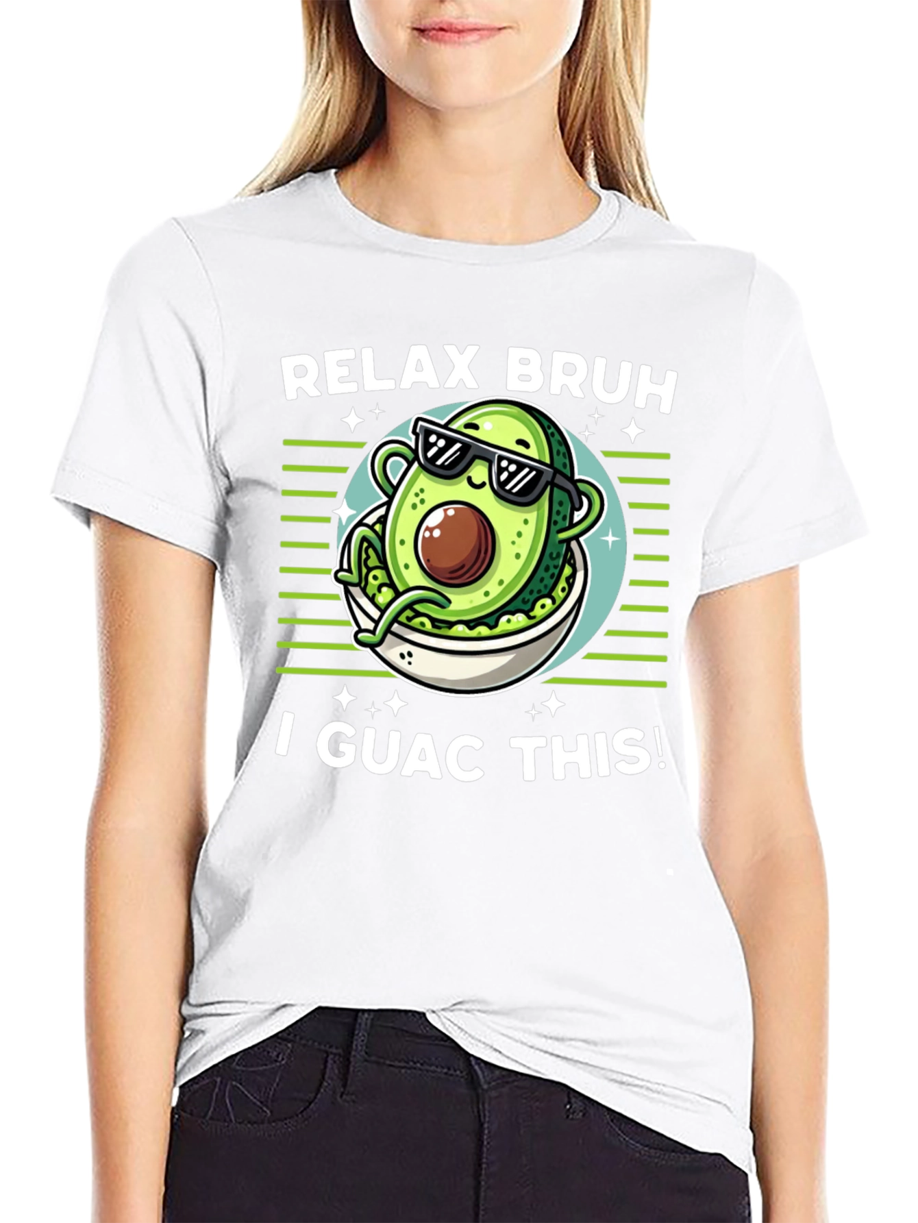 Black Relax Bruh I Guac This! Avocado T-Shirt view 9