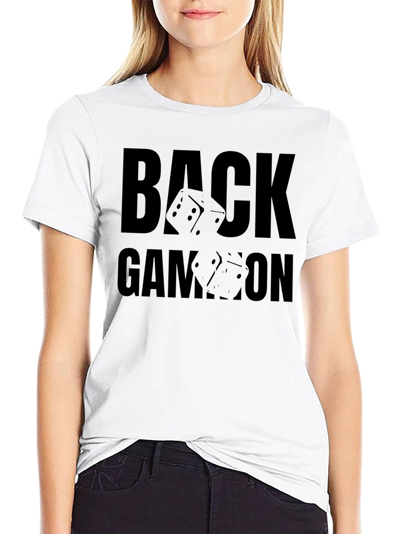 Black Backgammon Dice Graphic Tee - Black Cotton view 9