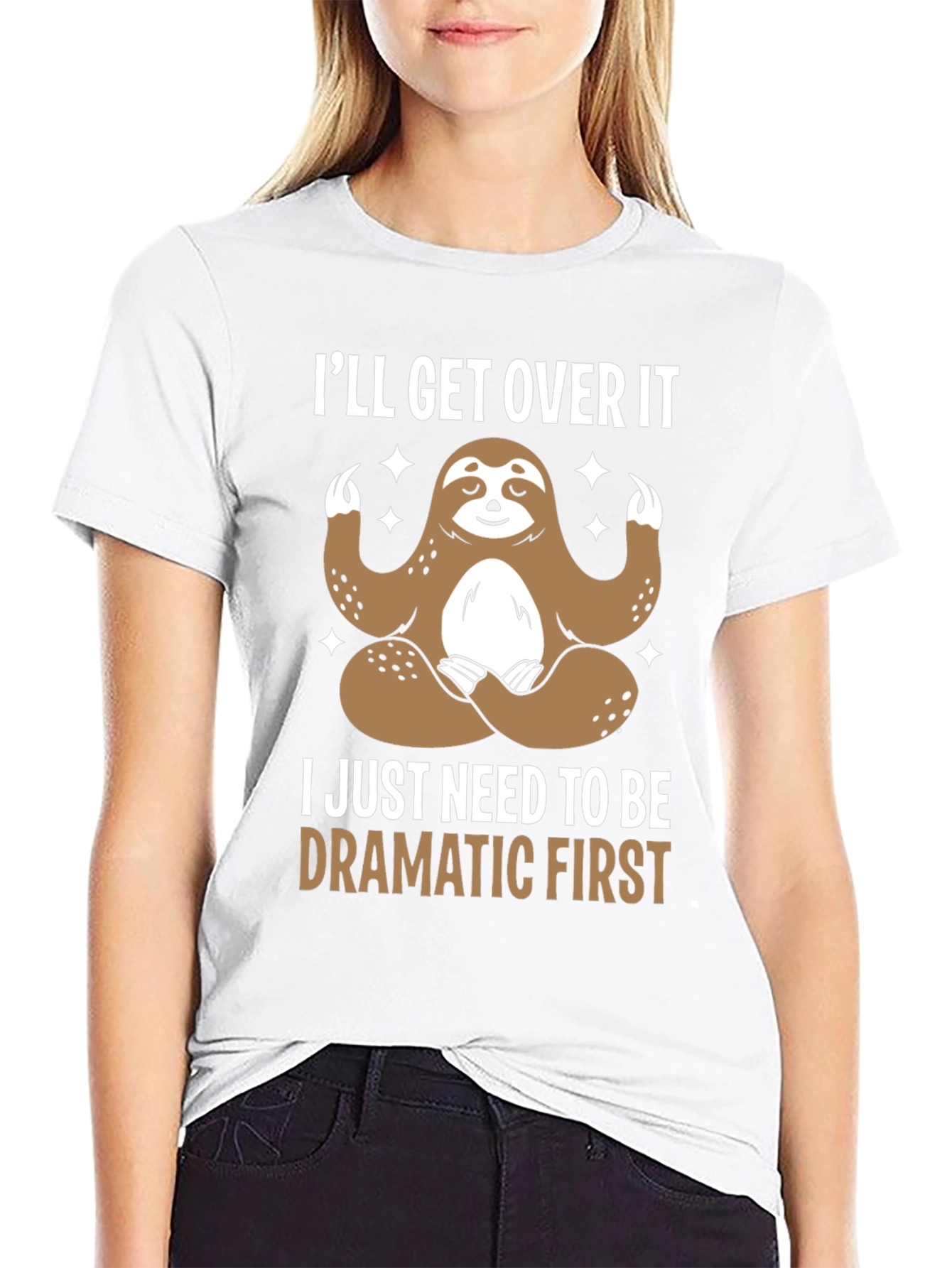 Black Funny Sloth Dramatic T-Shirt view 9