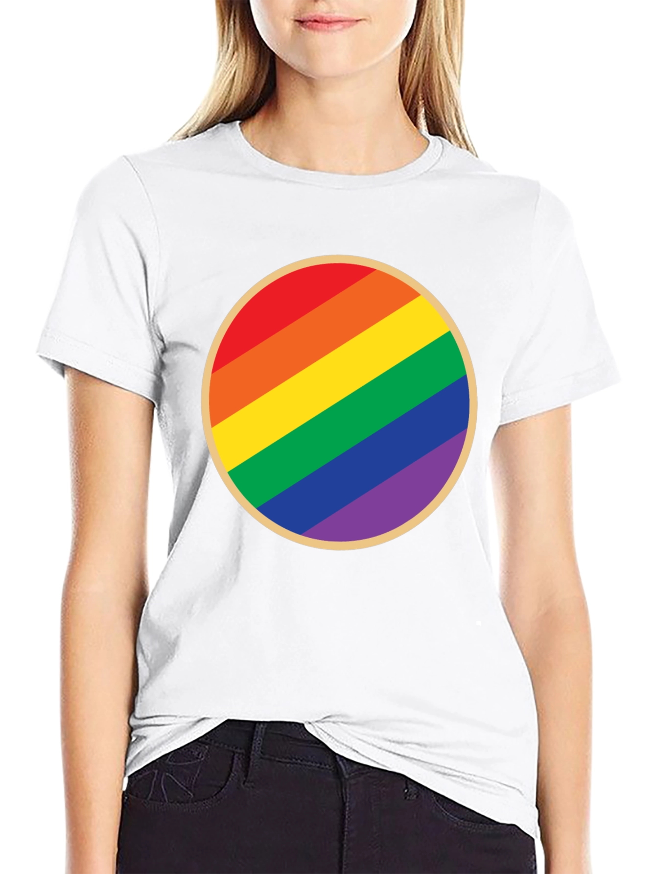 Black Pride Rainbow Circle Graphic Tee - Black Cotton T-Shirt view 9