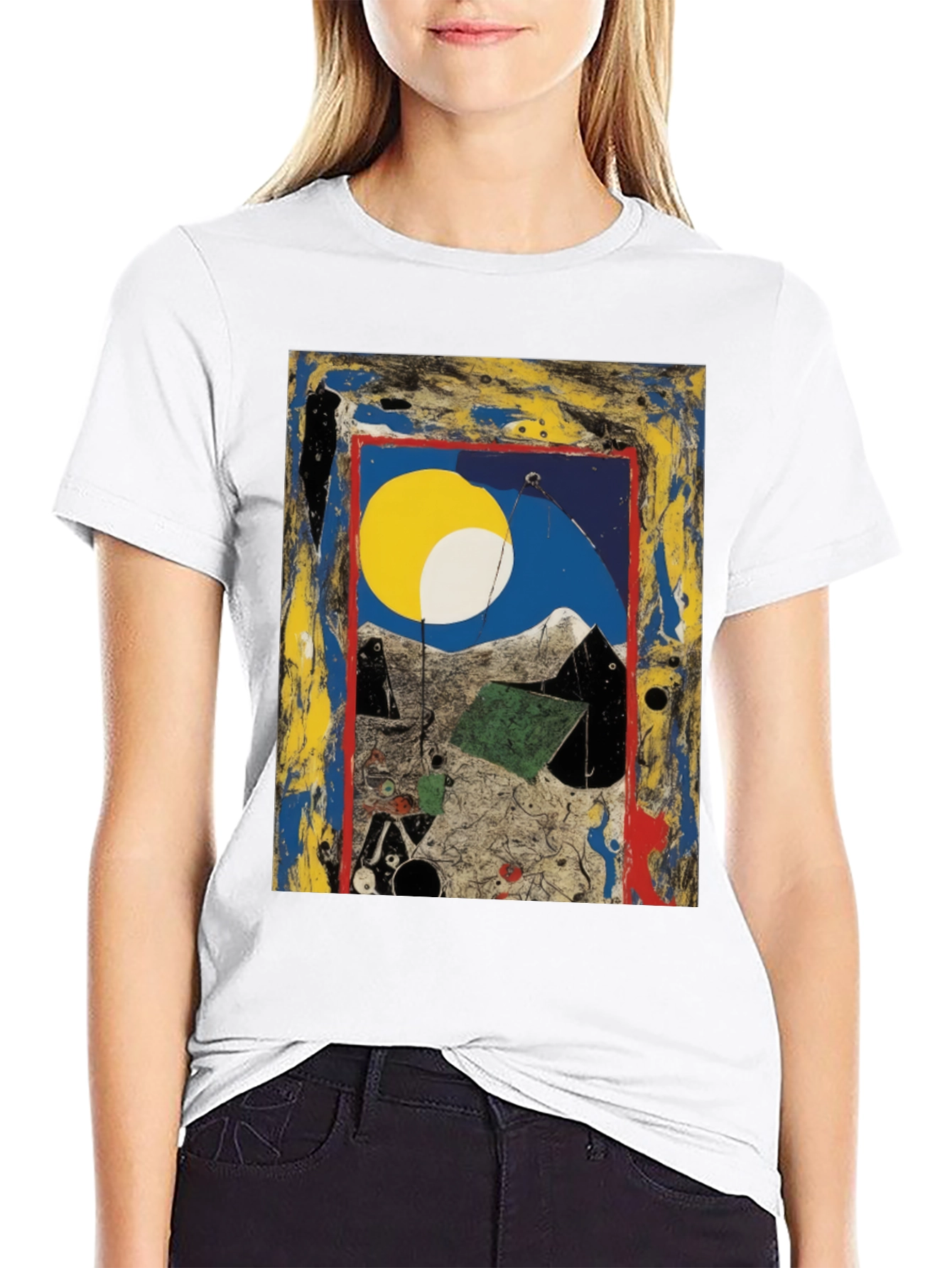 Black Abstract Art Print Tee - Modern Artistic Fashion view 9