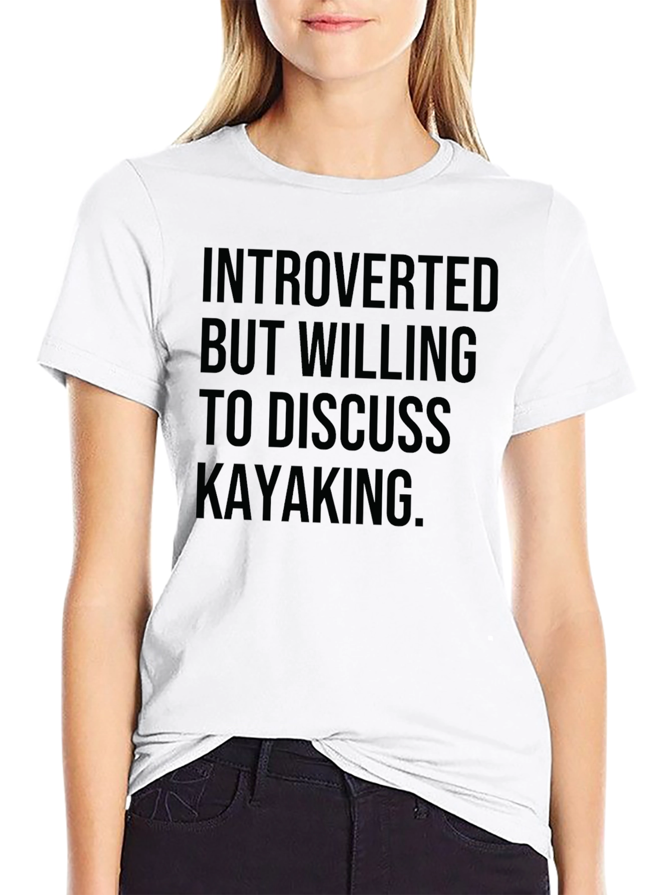Black Introverted Kayaking T-Shirt - Humorous Tee view 9