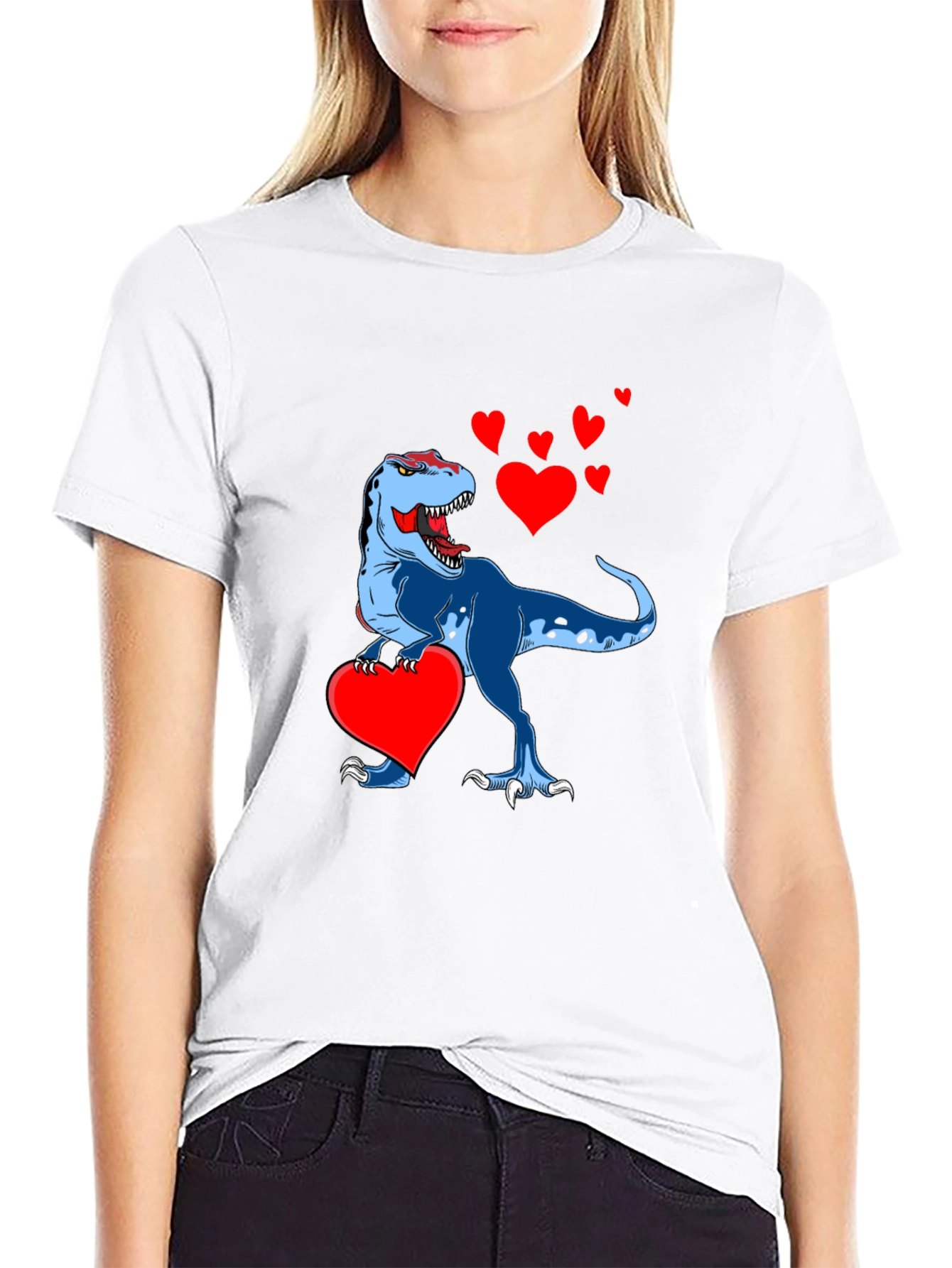 Black Dino Love T-Shirt: Tyrannosaurus Rex Heart Valentine's Day view 9