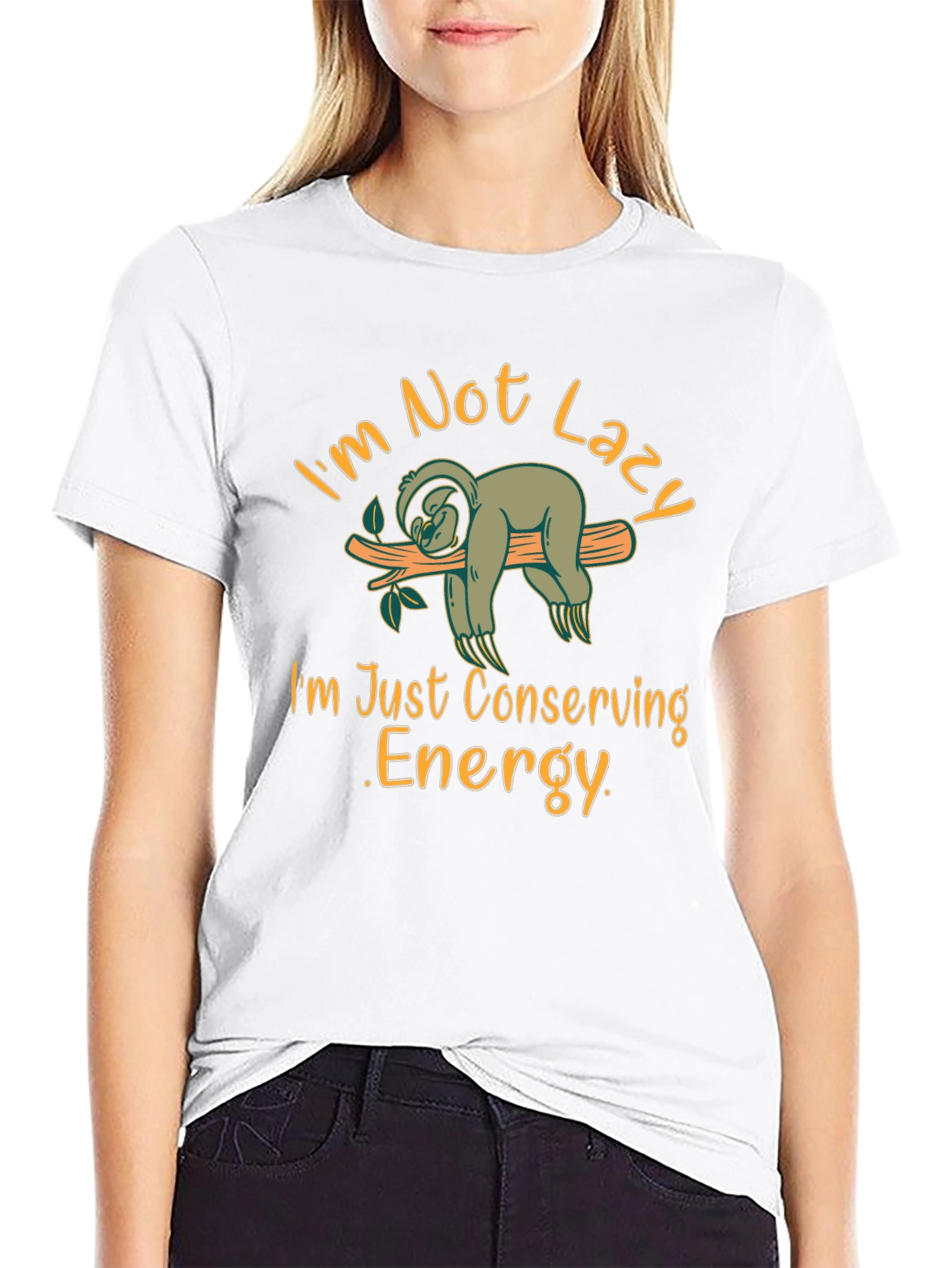 Funny Sloth Conserving Energy Black T-Shirt - 9