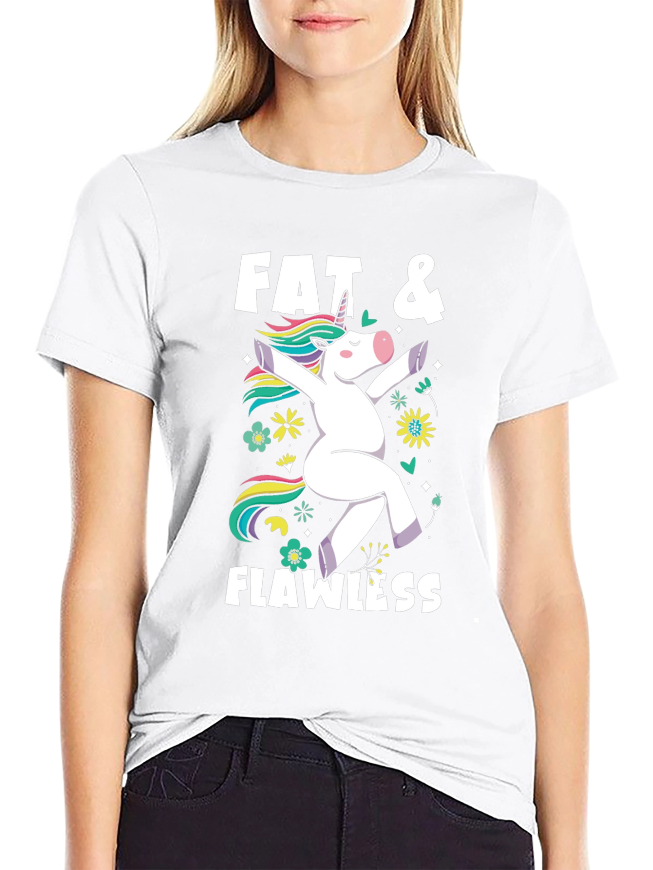 Black Fat & Flawless Unicorn Graphic Tee view 9