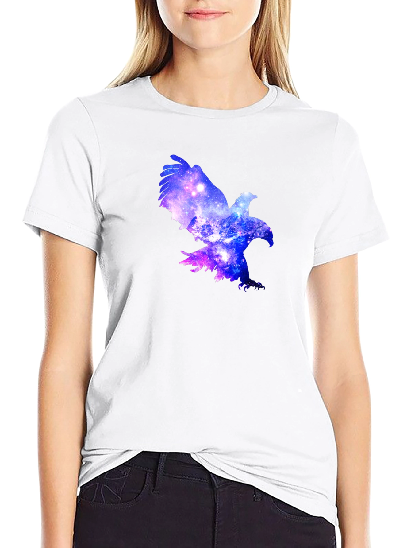 Black Galaxy Eagle Black T-Shirt - Unique Graphic Tee view 9