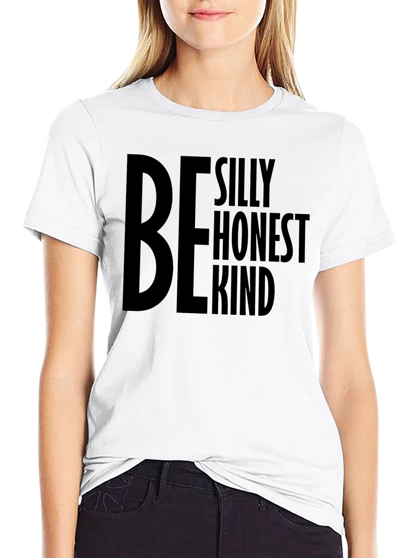 Black Be Silly Honest Kind Black Graphic Tee view 9