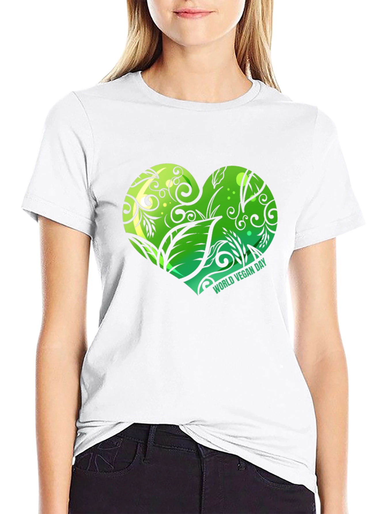 Vegan Day Heart Graphic T-Shirt - Black - 9