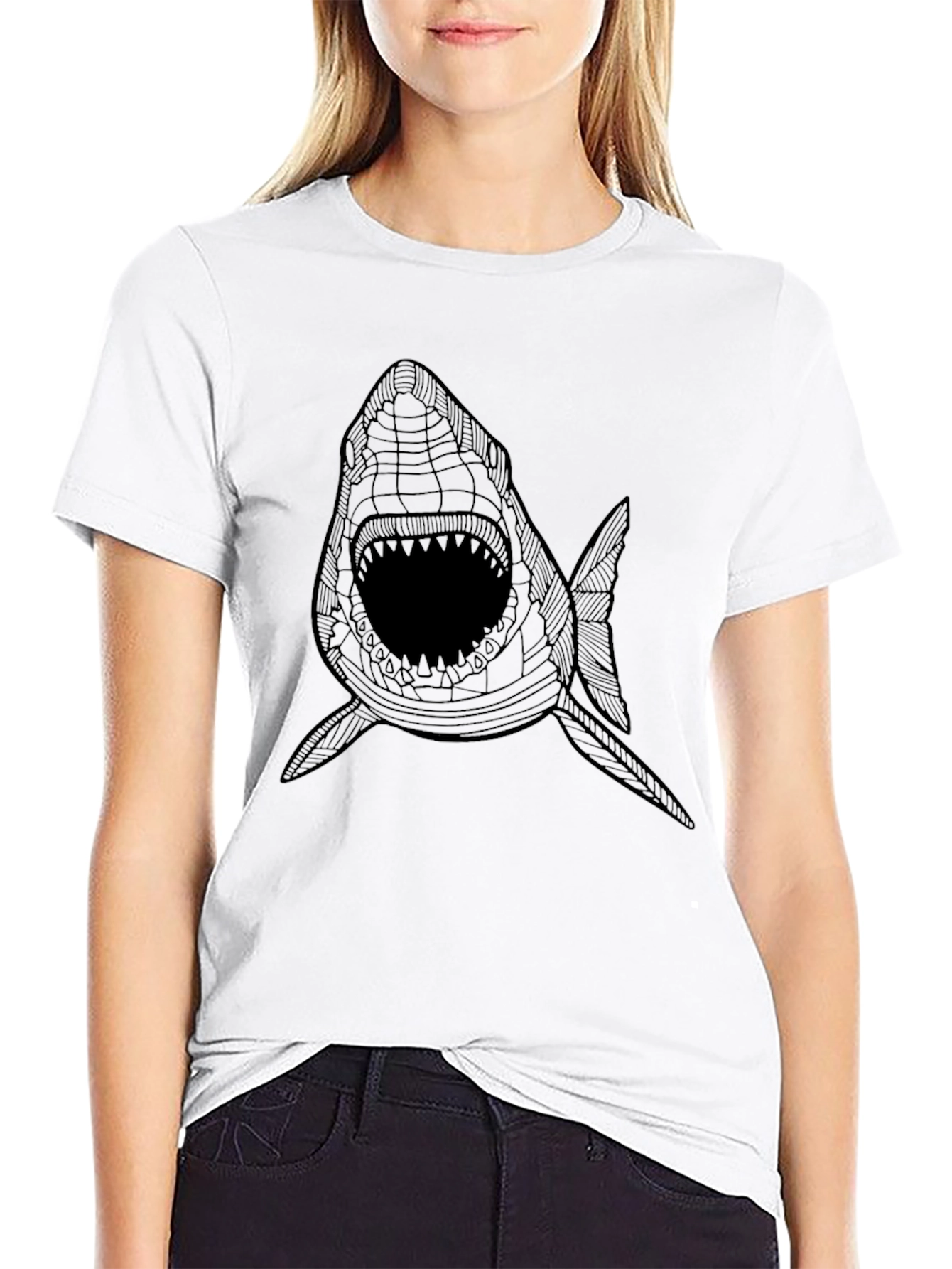 Black Shark Graphic Tee - Men's Black T-Shirt view 9