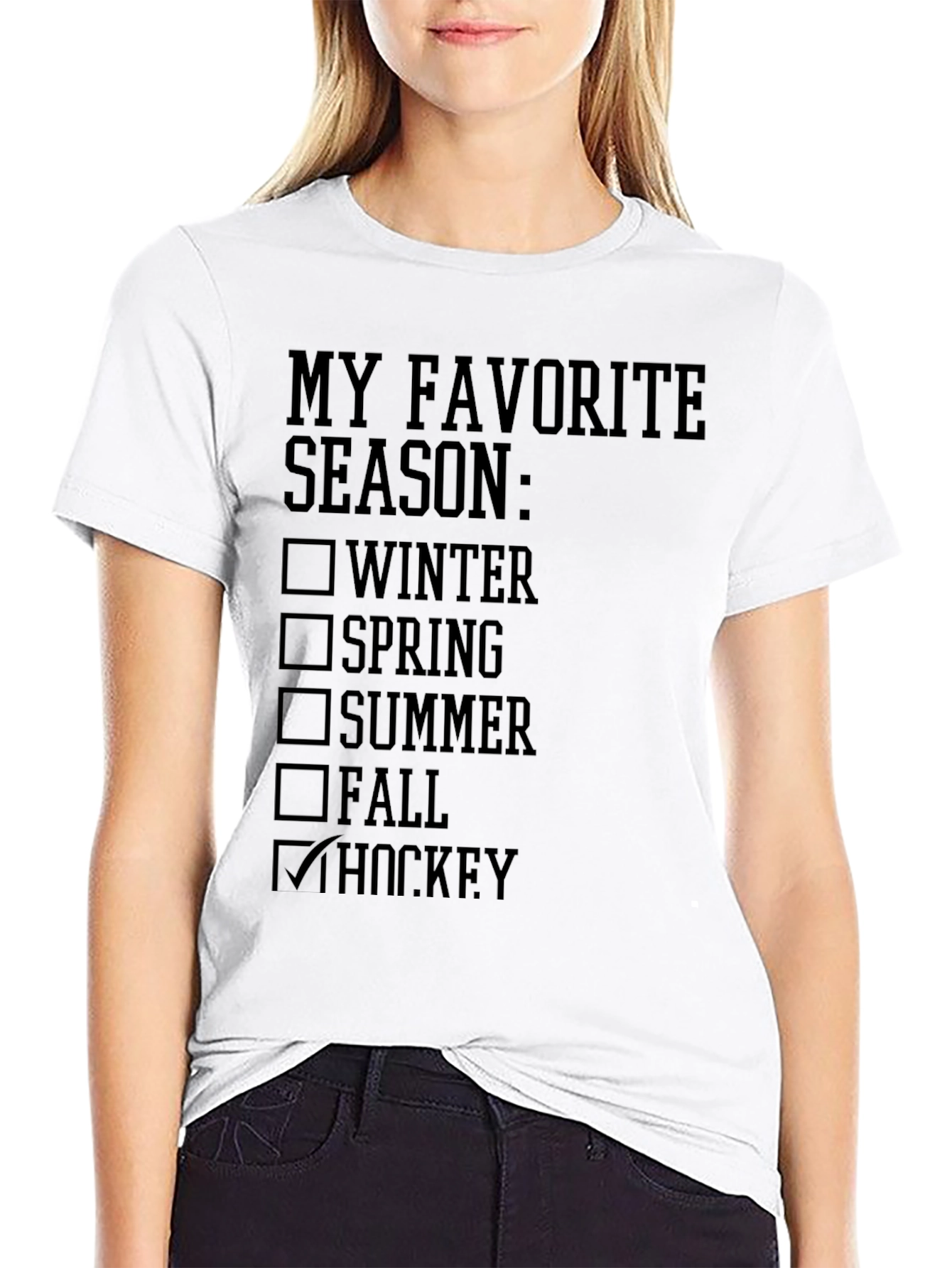 Black My Favorite Season Hockey T-Shirt view 9