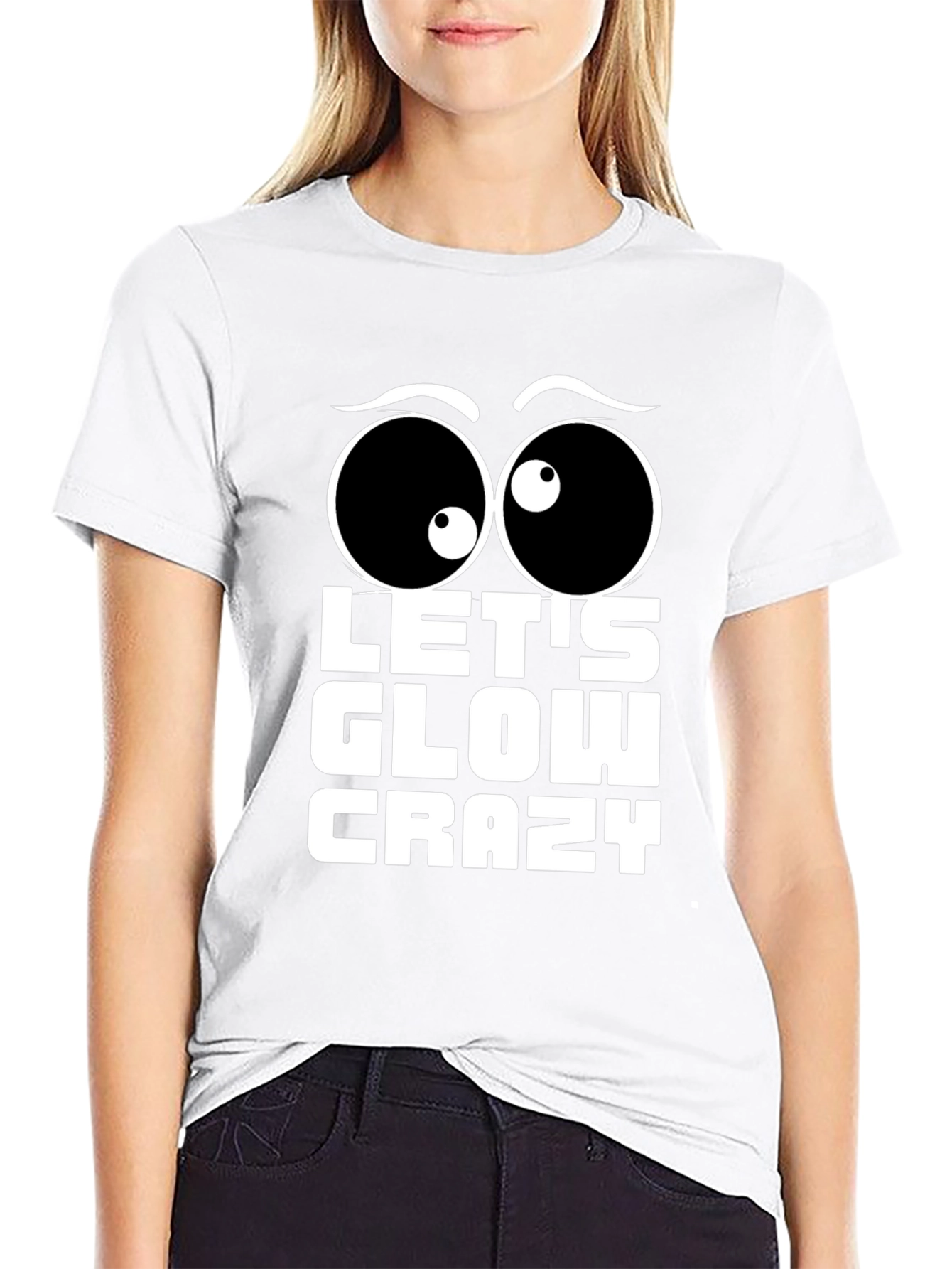 Black Let's Glow Crazy T-Shirt Fun Party Tee view 9