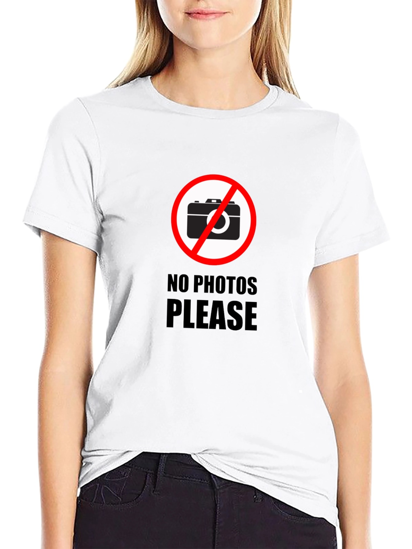 Black No Photos Please Graphic T-Shirt - Stylish Black Tee view 9