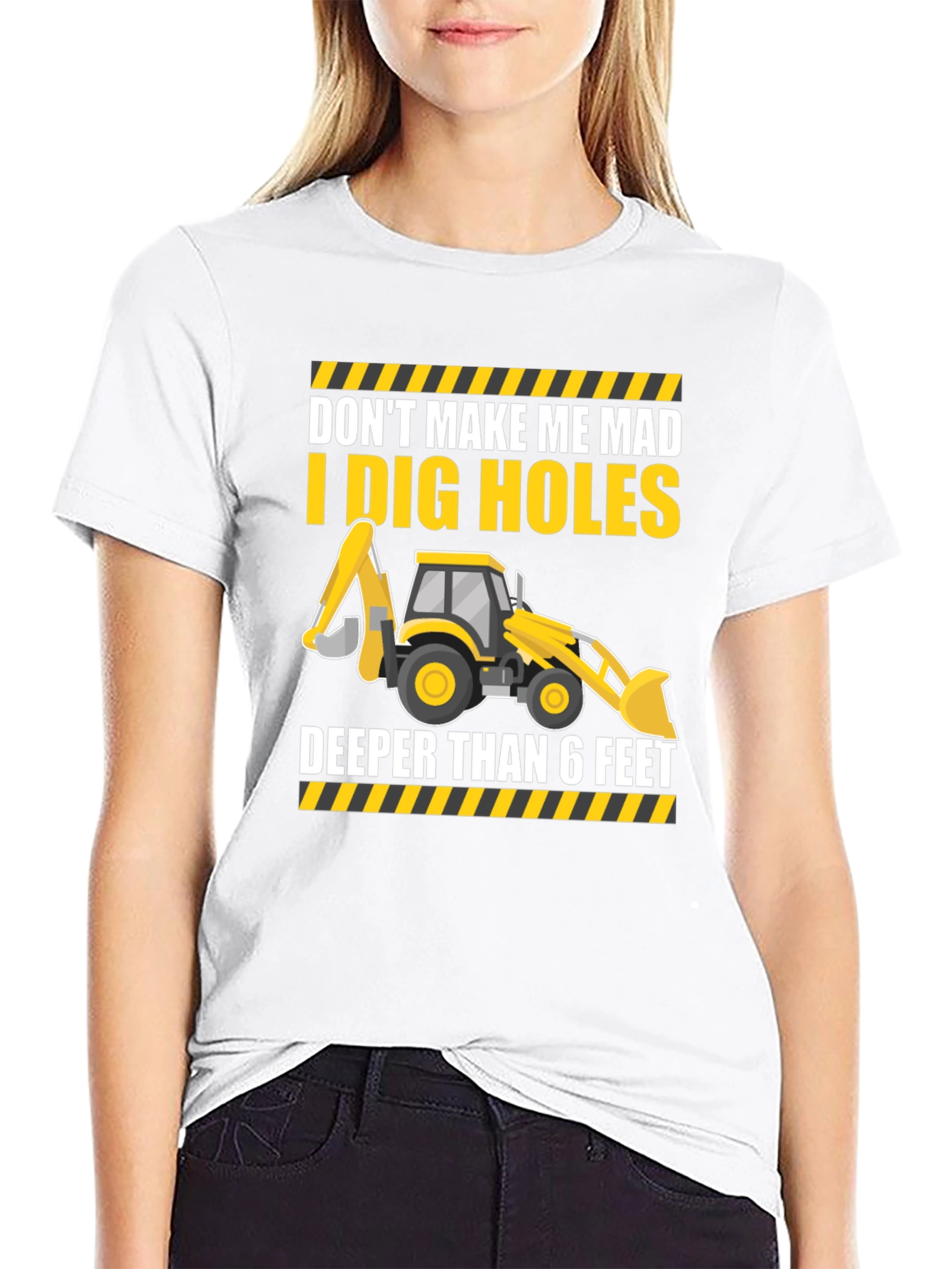 Black I Dig Holes T-Shirt - Construction Humor view 9