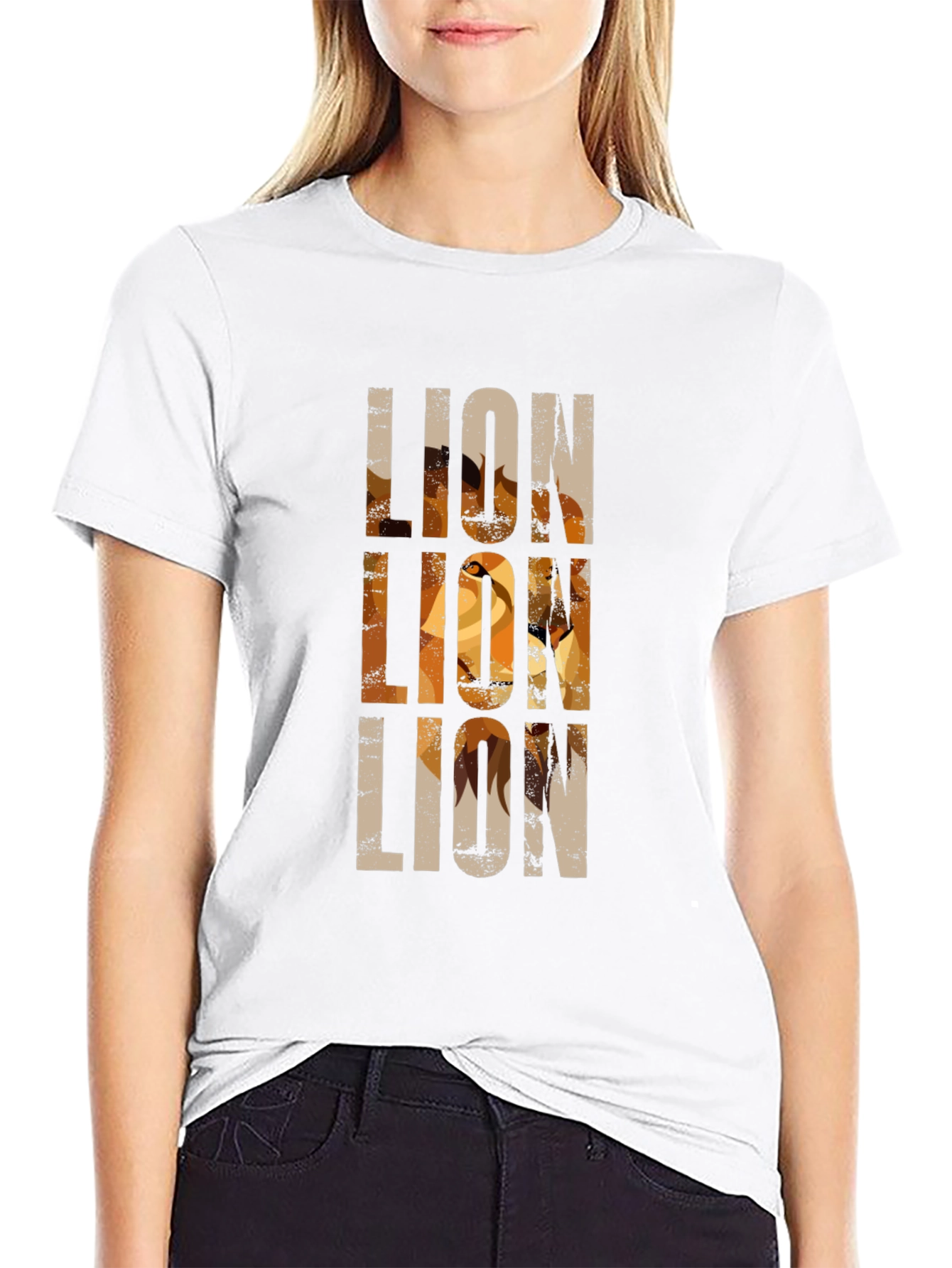 Black Lion Graphic Print Black T-Shirt view 9