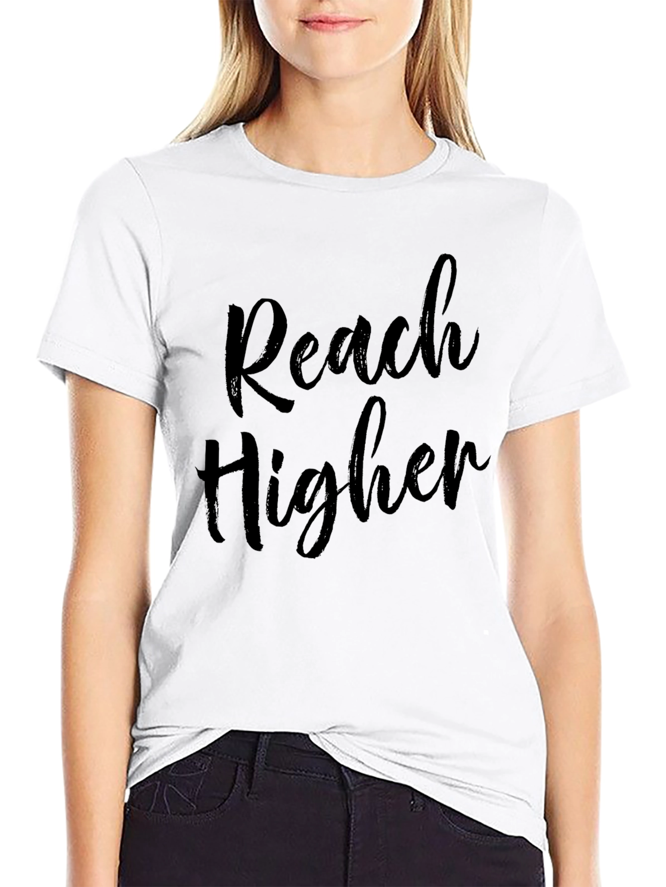Black Reach Higher Black Graphic Tee view 9