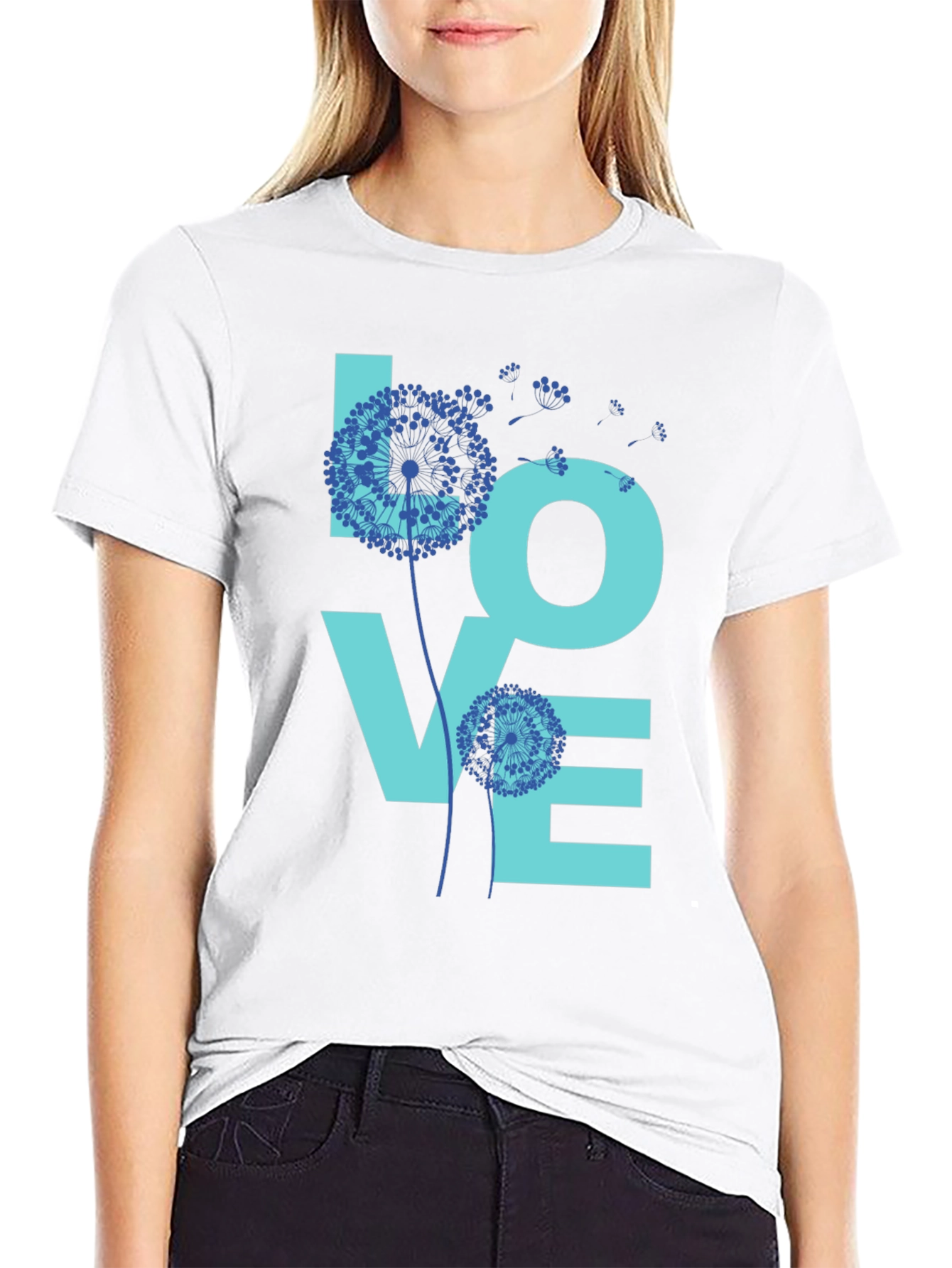 Black LOVE Dandelion Graphic T-Shirt view 9