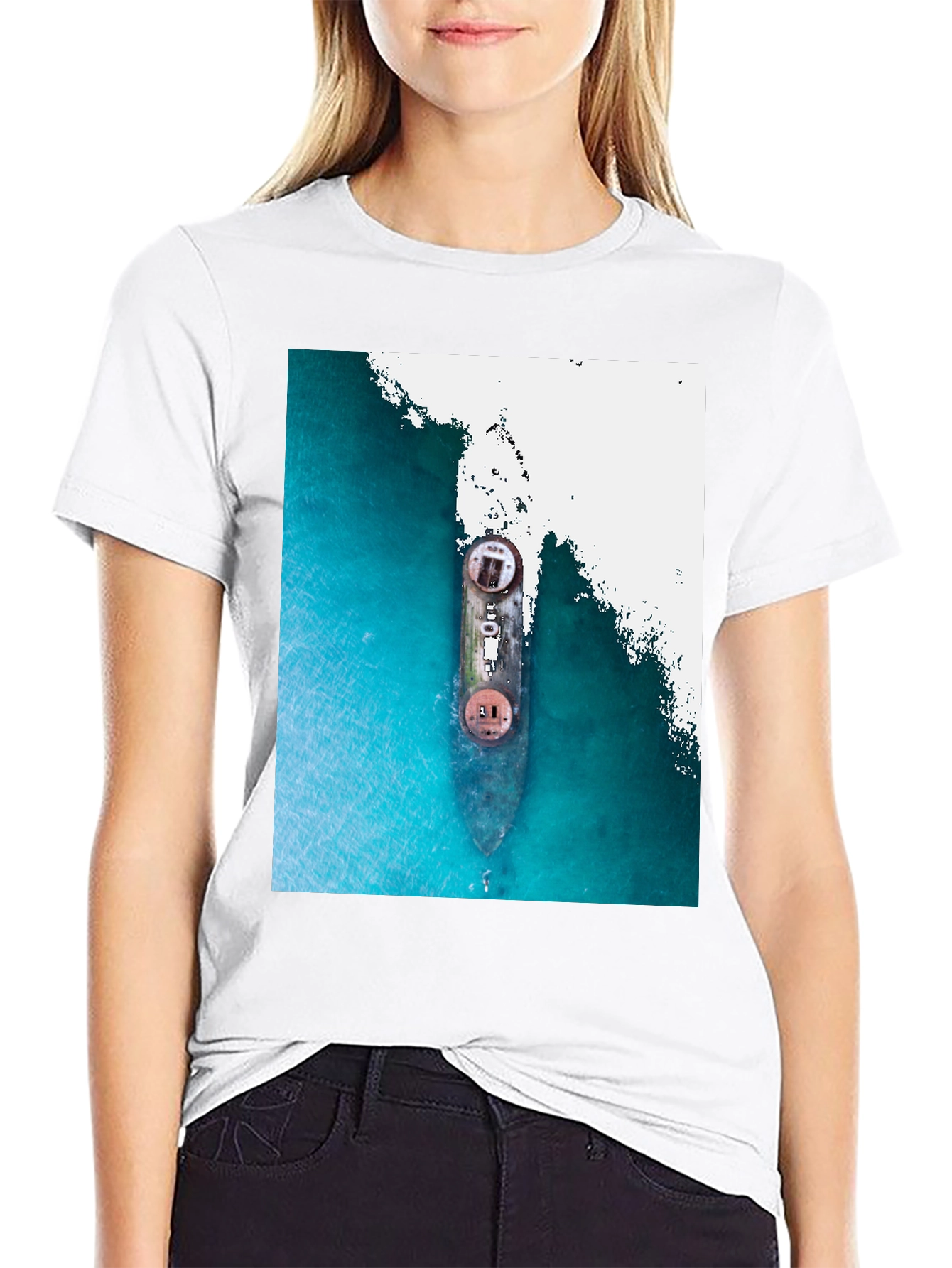 Black Sunken Ship Graphic T-Shirt view 9