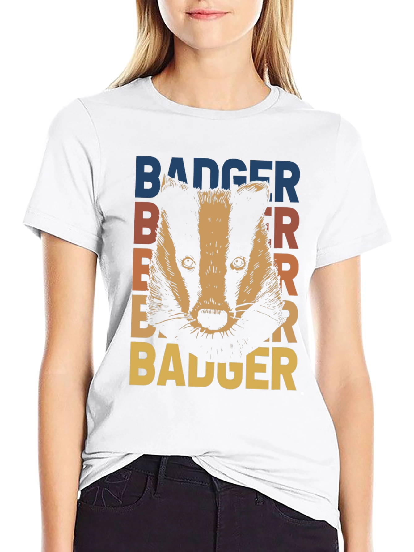 Black Retro Badger Graphic T-Shirt - Stylish Animal Tee view 9