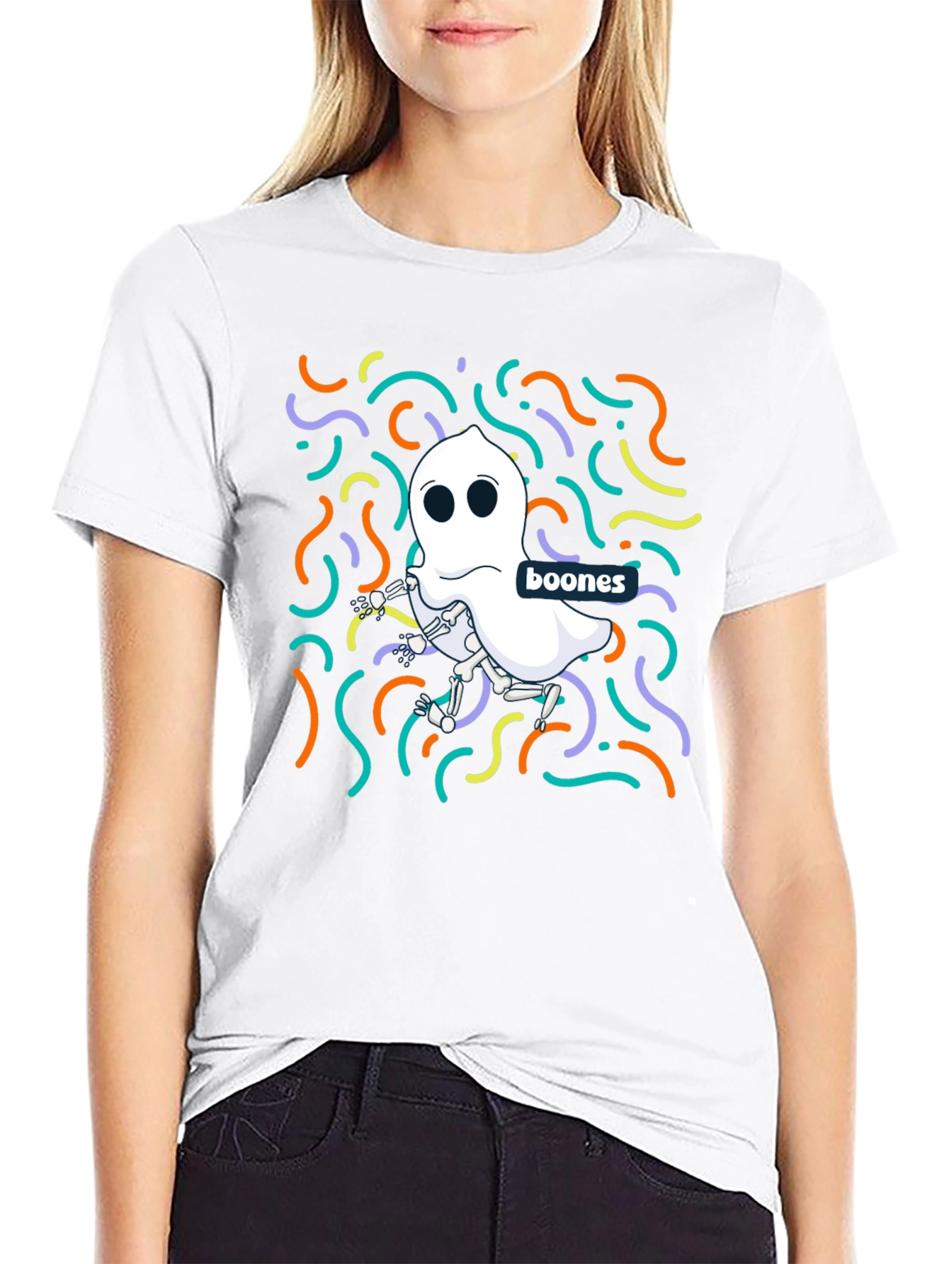 Black Boones Ghost Skeleton T-Shirt - Halloween Style view 9