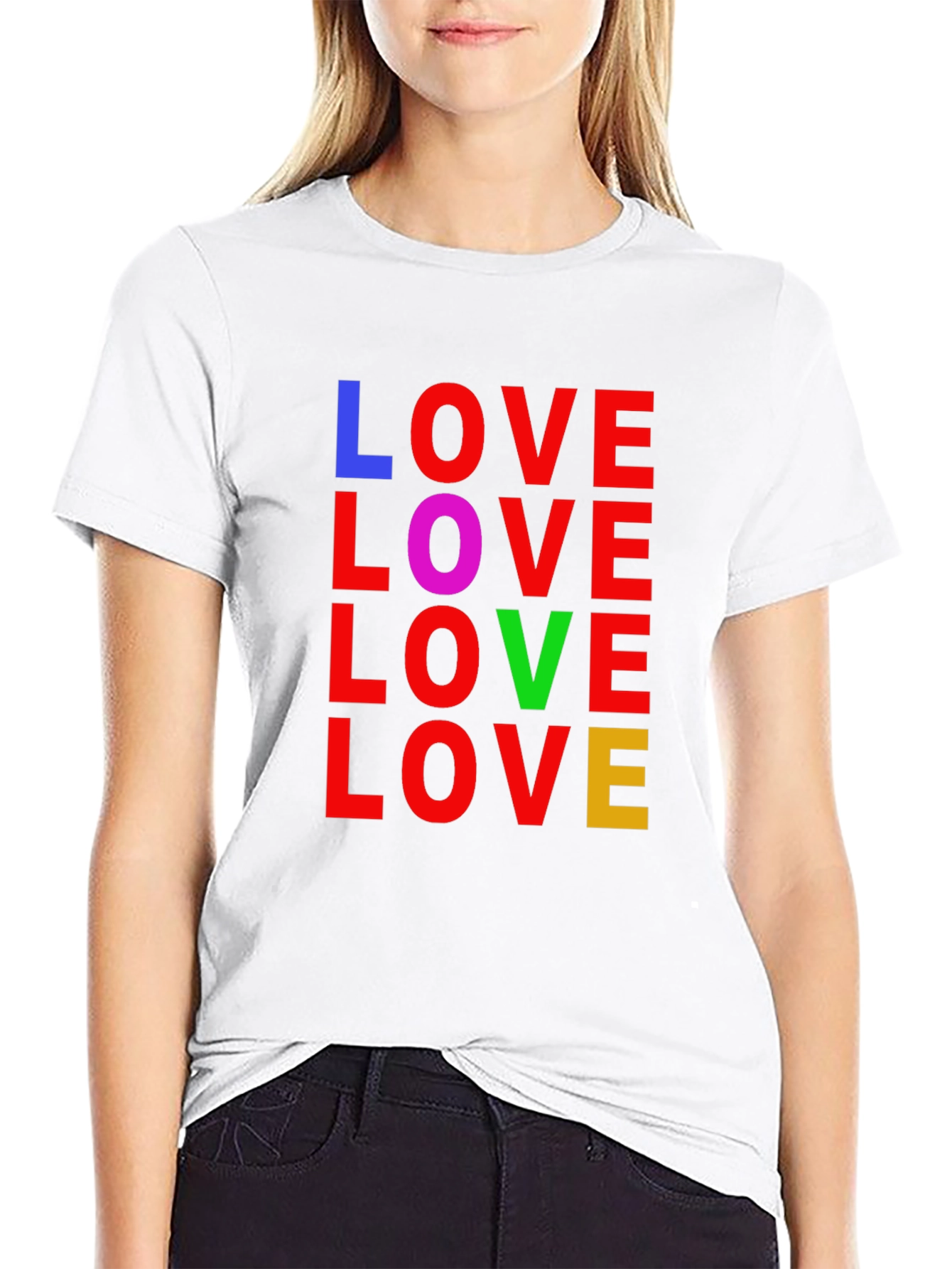 Black Colorful LOVE Graphic Tee - Unisex Black T-Shirt view 9