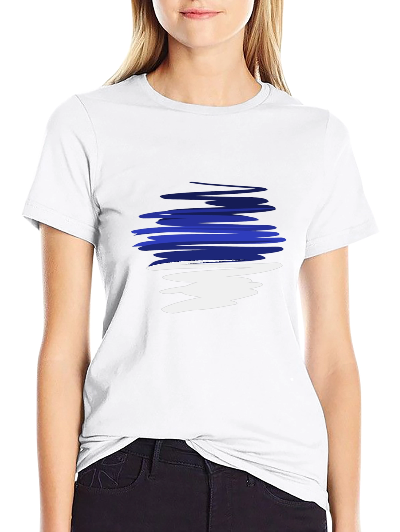 Men's Black Graphic Tee - Abstract Blue & White Design - 9
