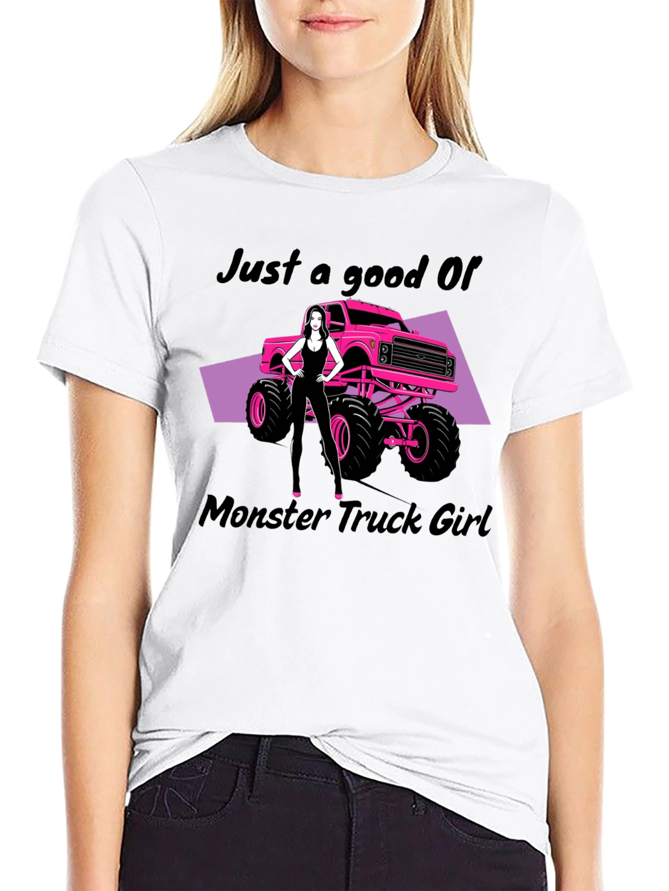 Black Monster Truck Girl Graphic T-Shirt view 9