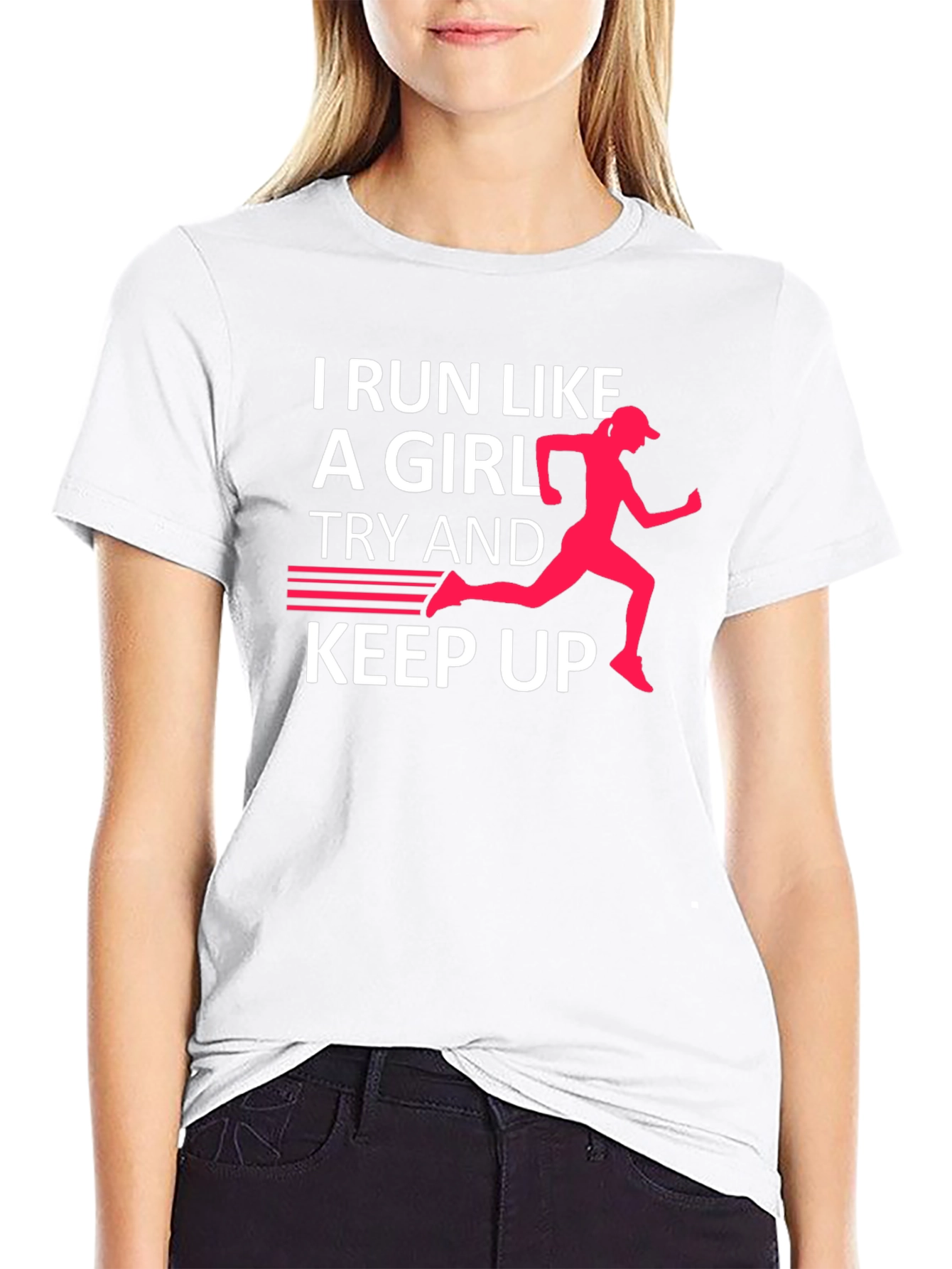 Black I Run Like A Girl T-Shirt - Funny Running Tee view 9