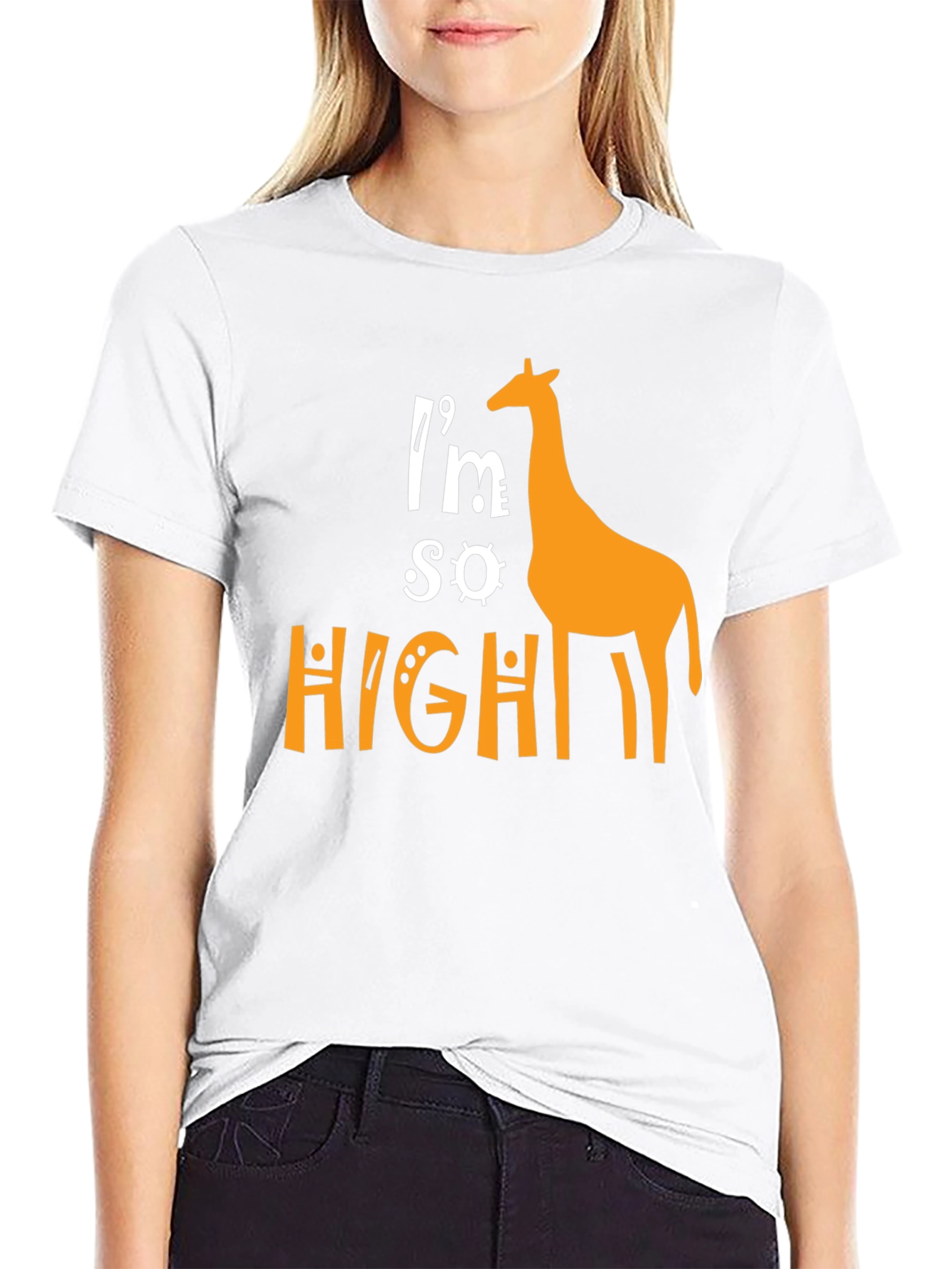 Black I'm So High Giraffe Graphic T-Shirt - Novelty Tee view 9