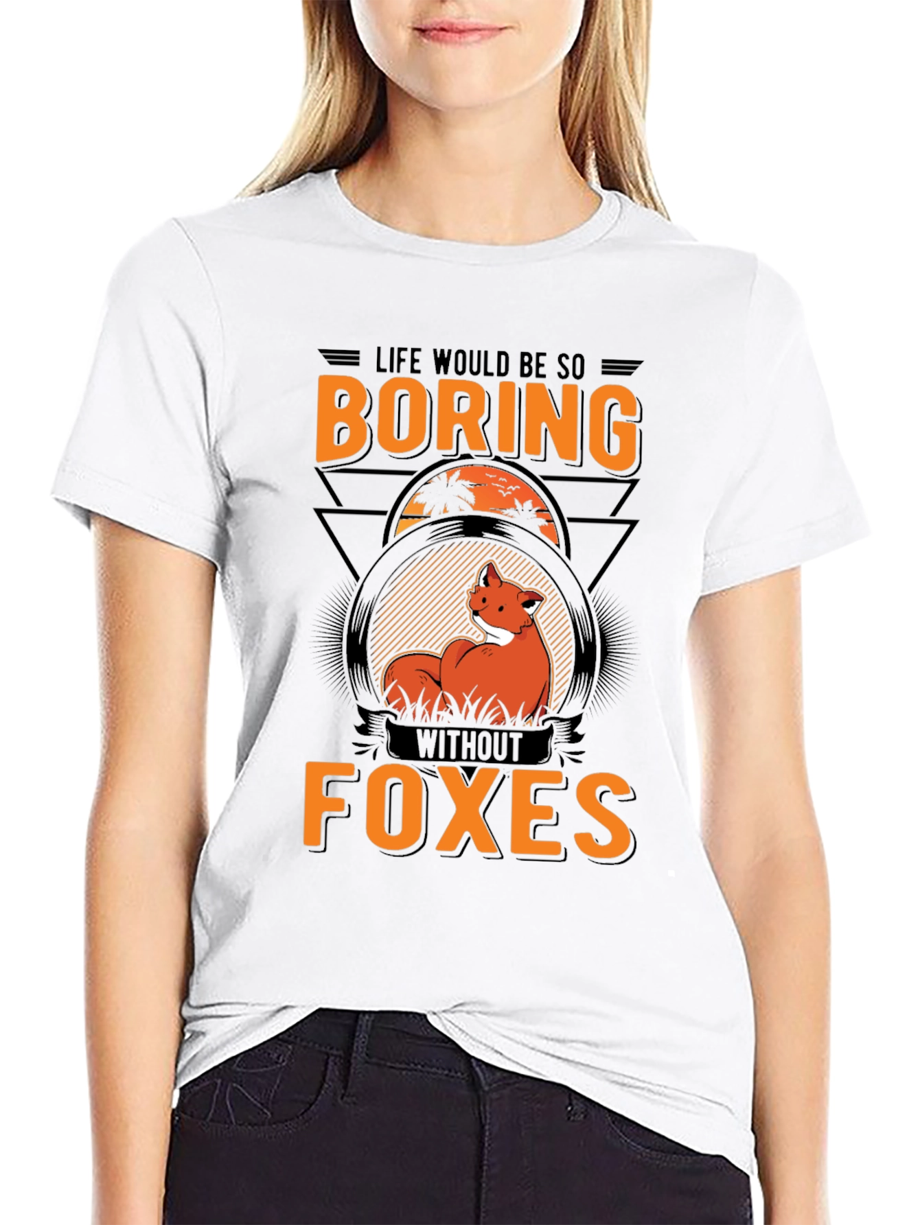 Black Boring Without Foxes Black Graphic T-Shirt view 9