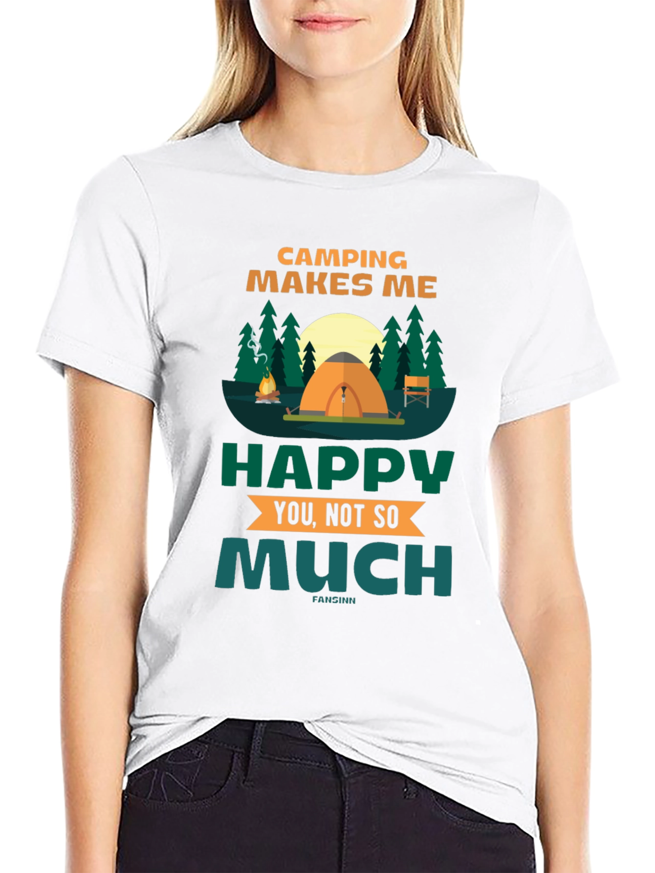 Black Camping Makes Me Happy Graphic Tee view 9