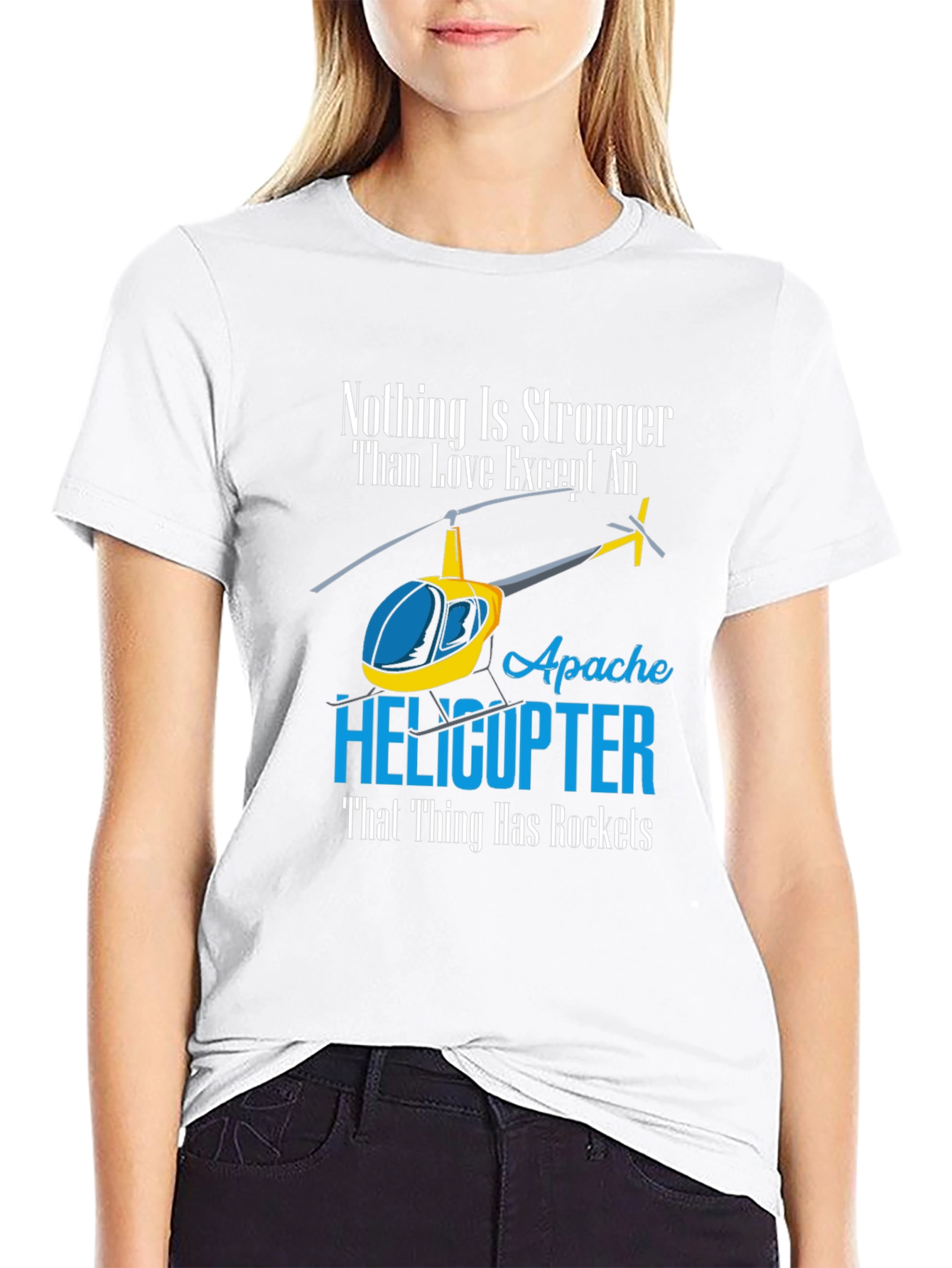 Black Apache Helicopter Graphic T-Shirt view 9