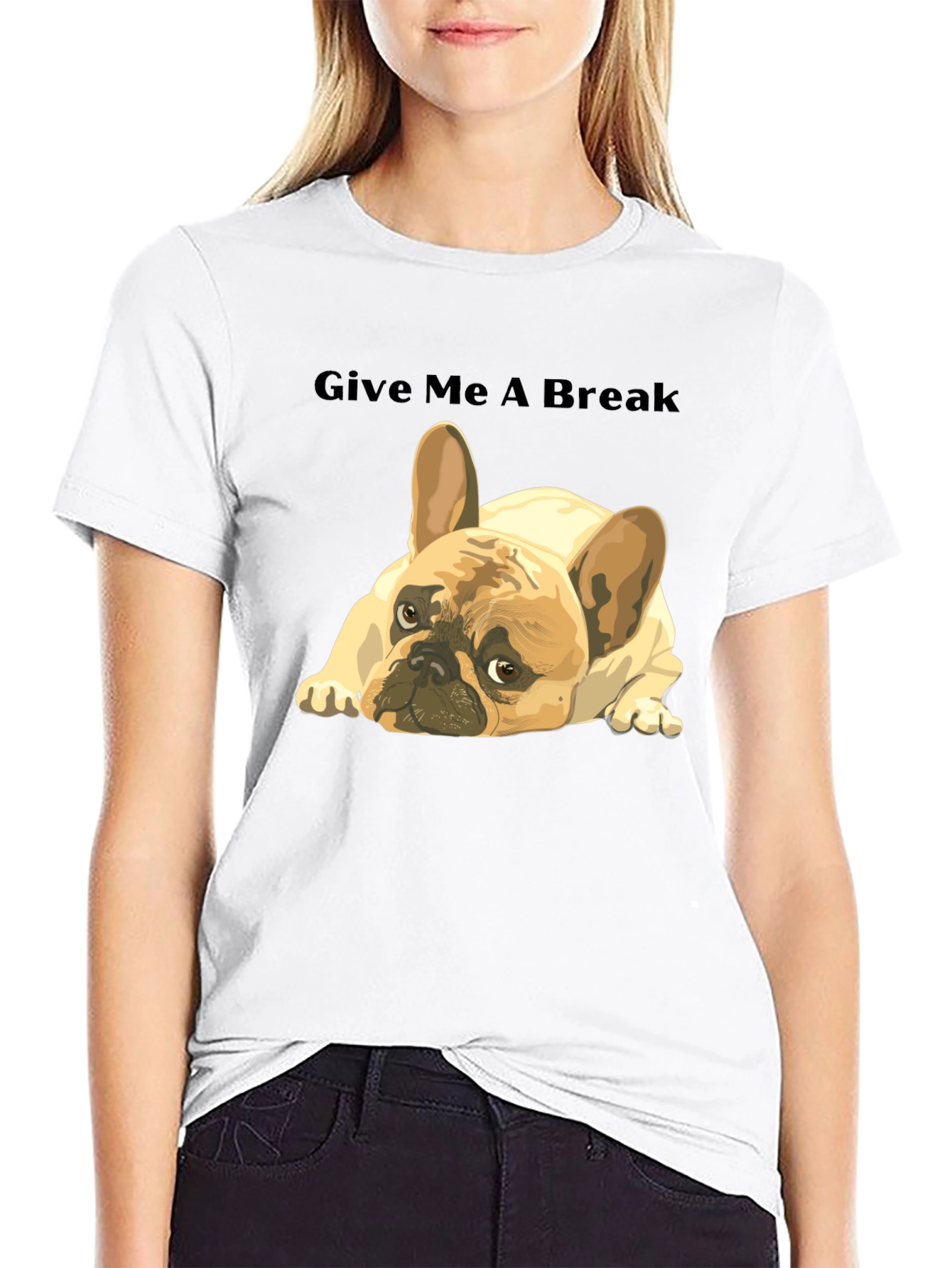 Black Give Me A Break French Bulldog T-Shirt view 9