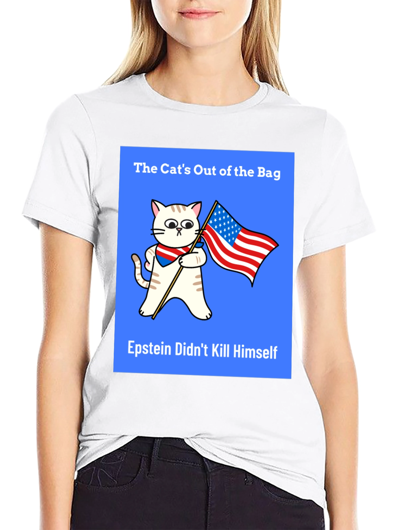 Black The Cat's Out of the Bag T-Shirt view 9