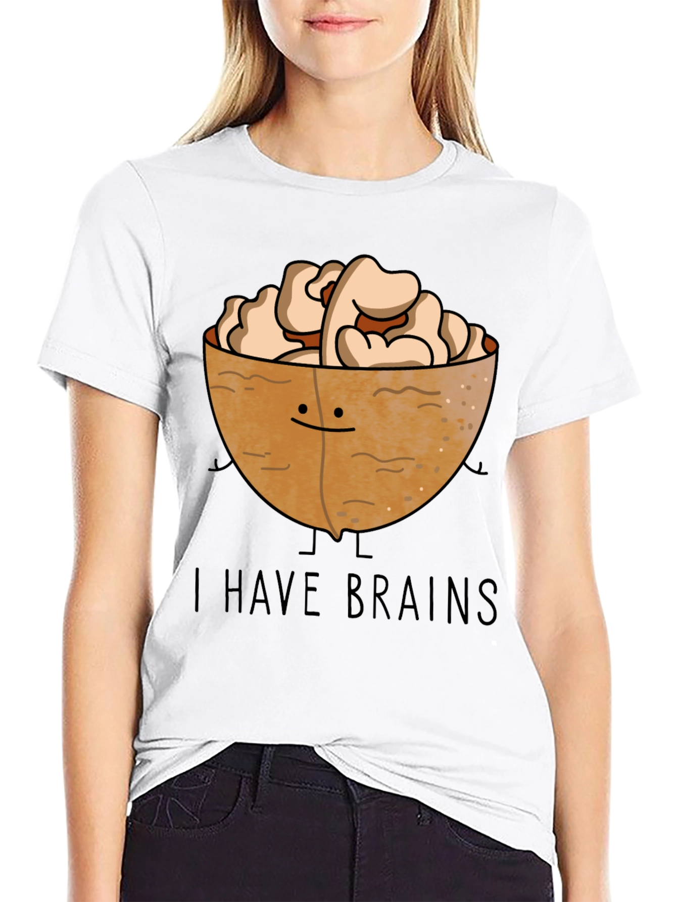 Black I Have Brains Walnut Graphic T-Shirt view 9