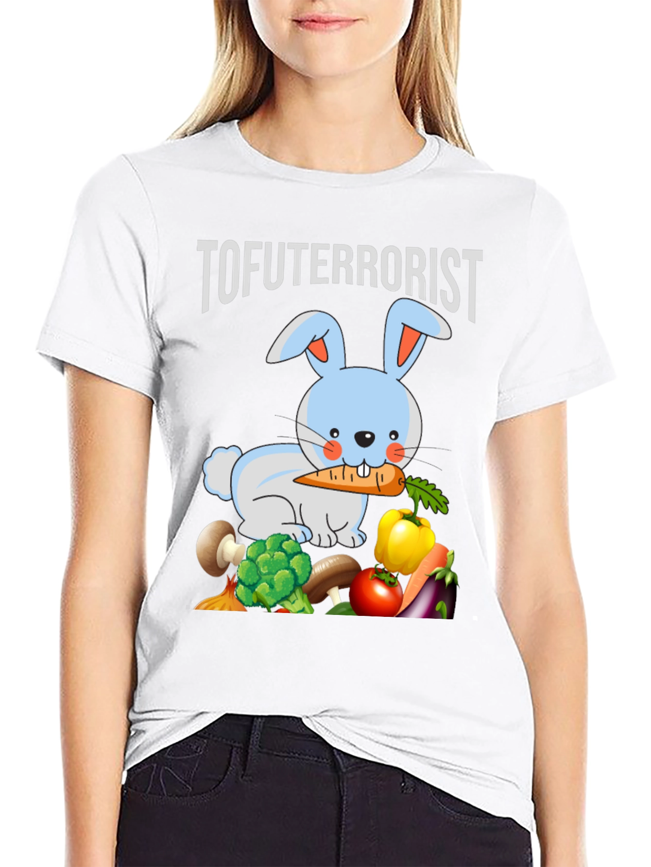 Black Tofuterrorist Vegan Bunny T-Shirt view 9