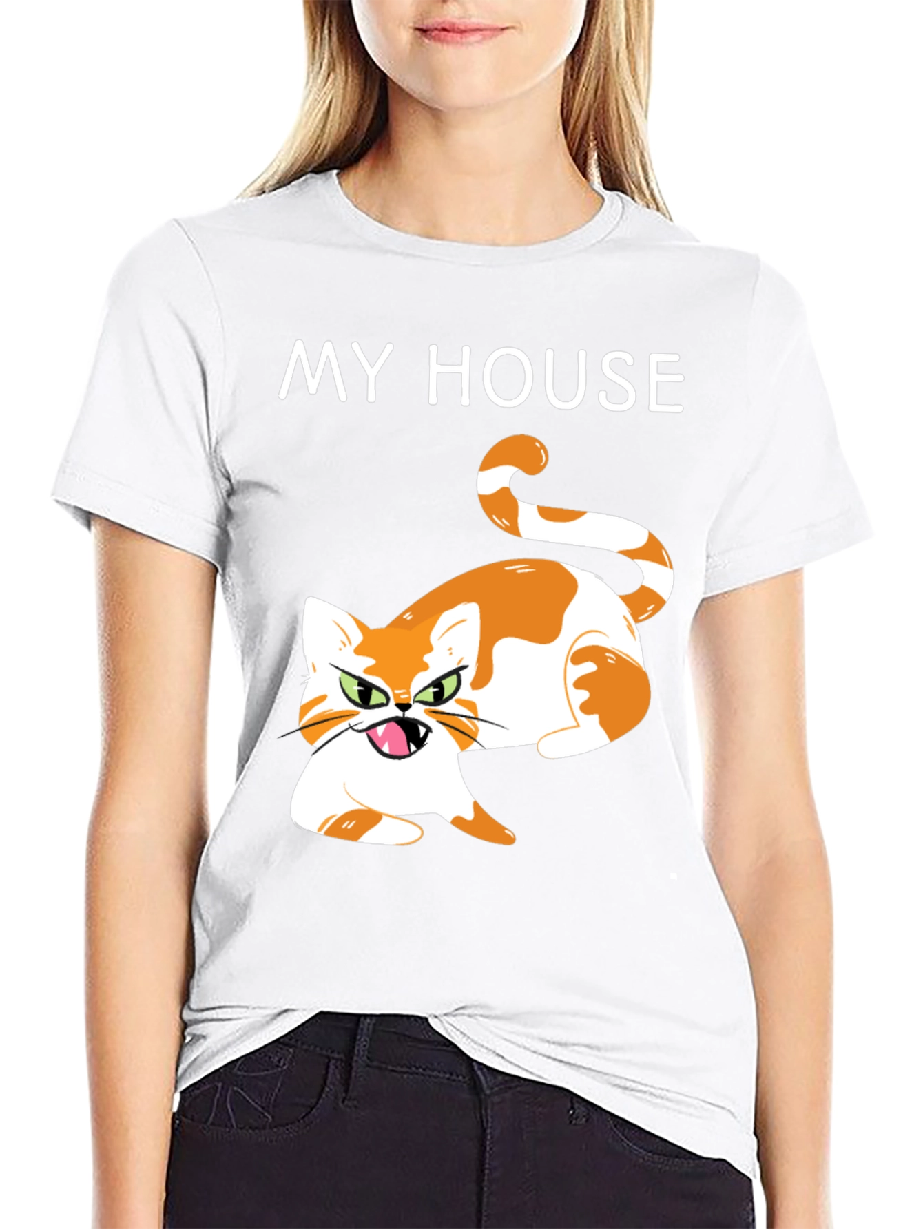 Black My House Cat Graphic T-Shirt - Novelty Tee view 9