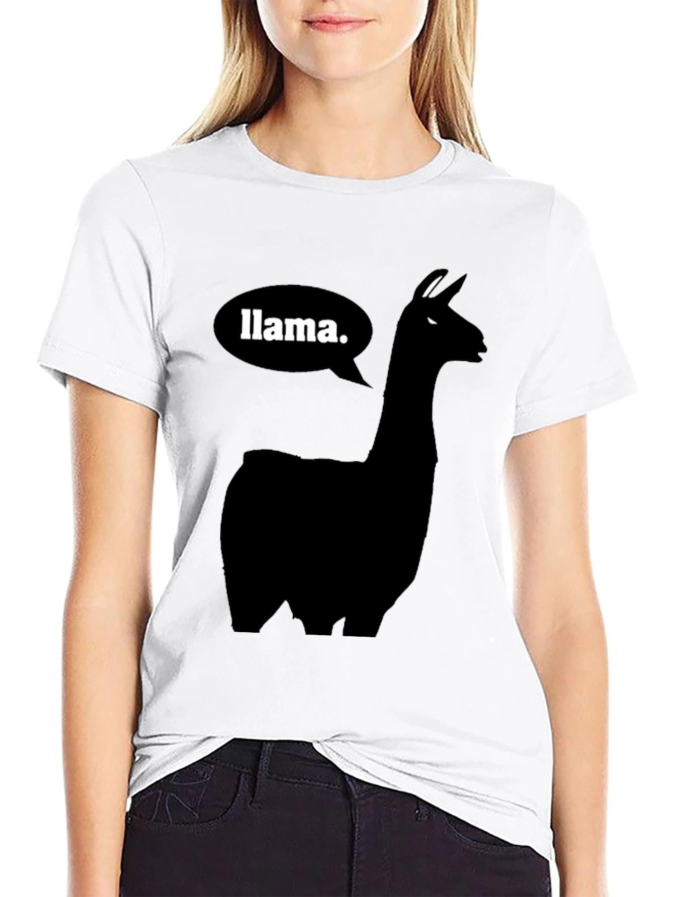 Black Llama T-Shirt - Black Silhouette Animal Tee view 9