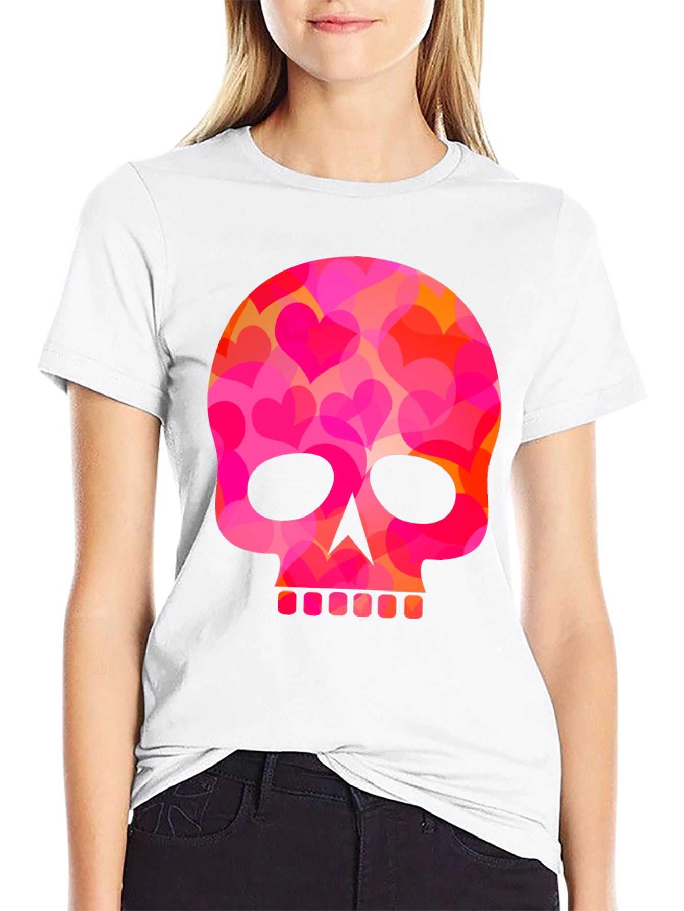 Black Heart Skull Graphic T-Shirt - Men's Black Tee view 9