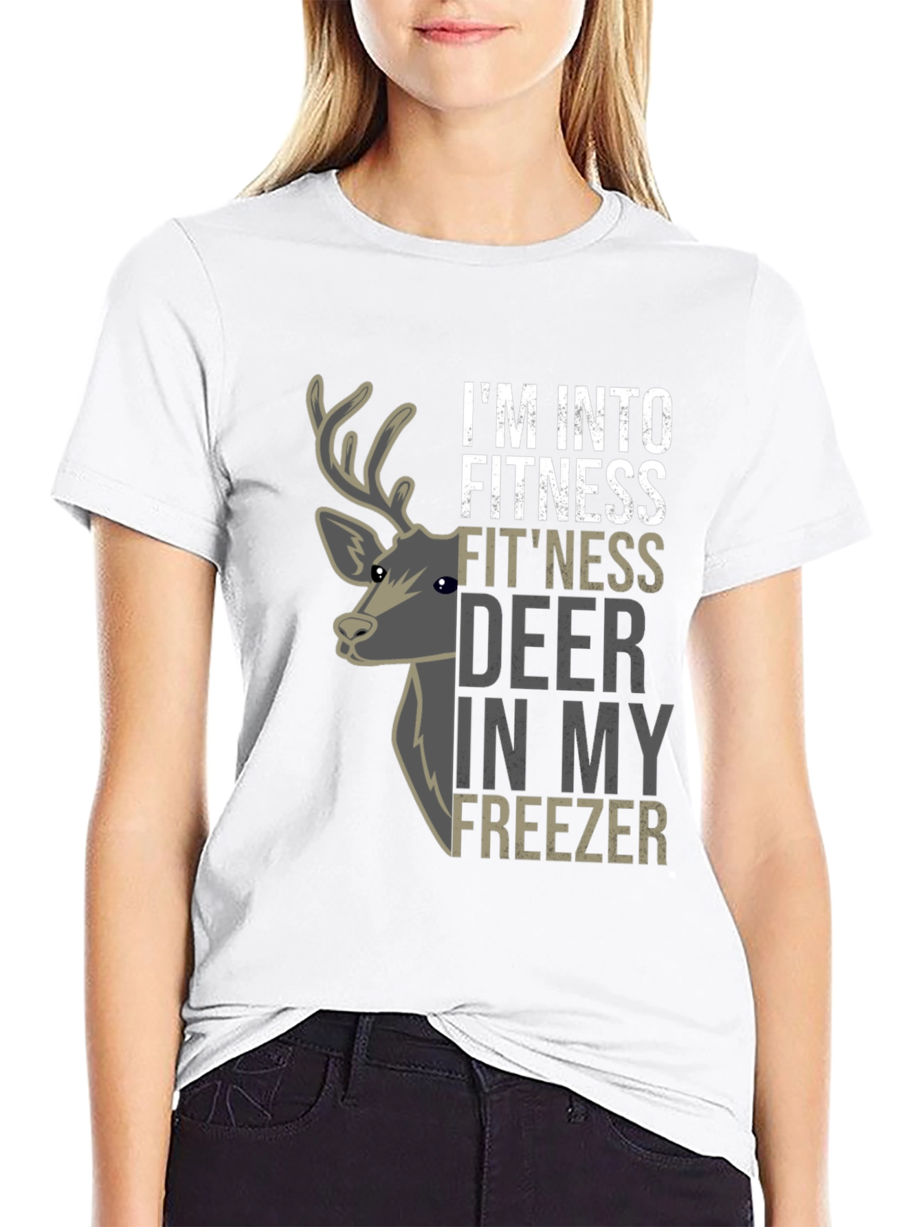Black I'm Into Fitness Fit'ness Deer In My Freezer T-Shirt view 9