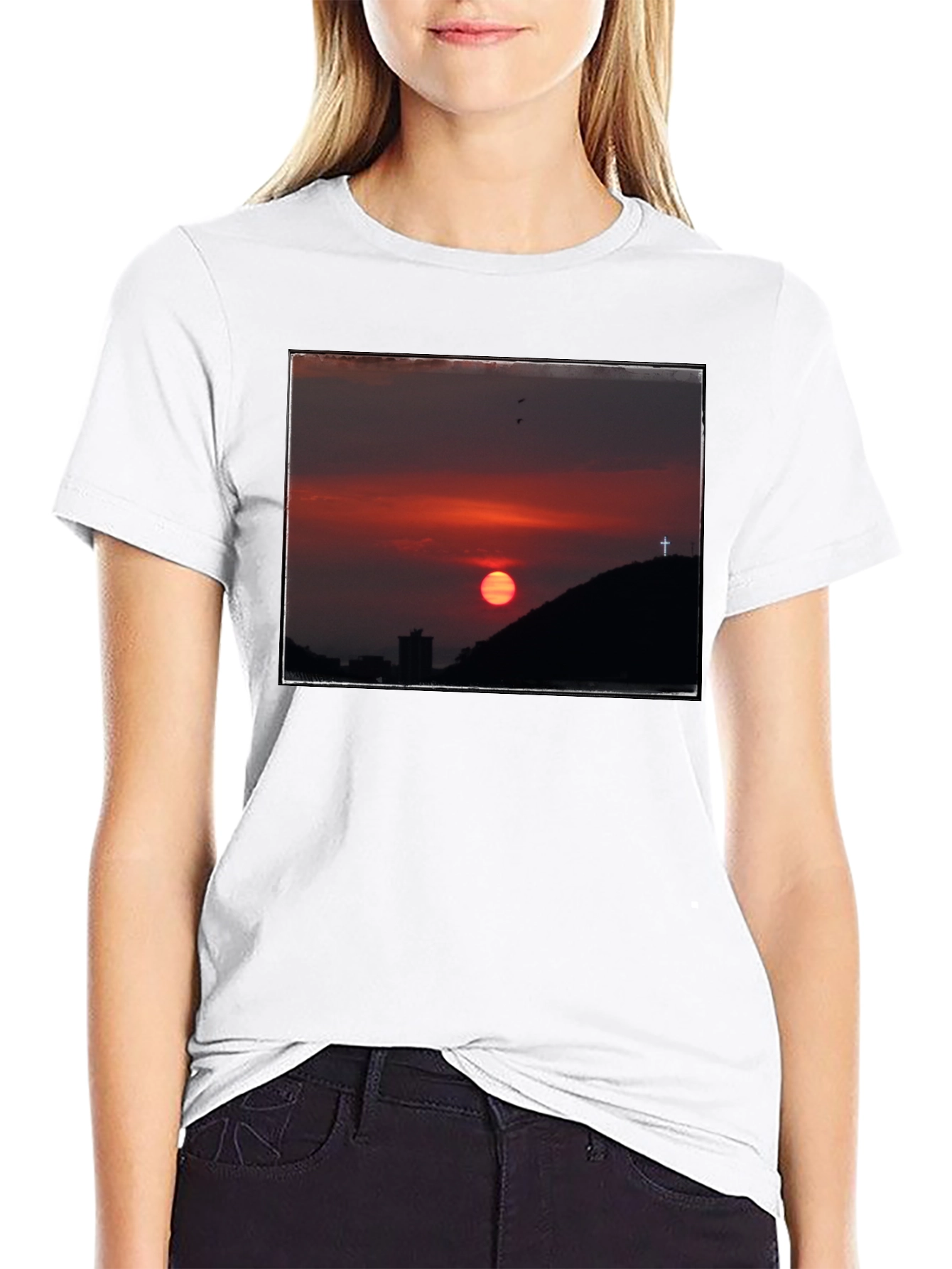 Black Sunset Cross Graphic Tee - Black view 9