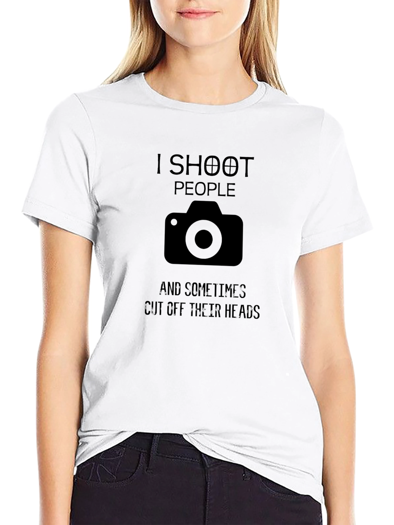 Black I Shoot People Camera Graphic T-Shirt view 9