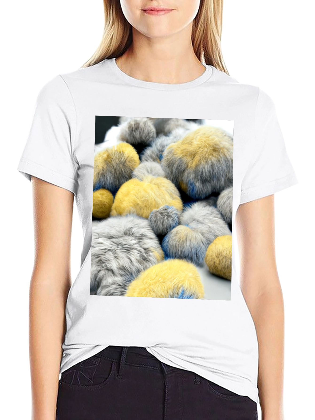 Black Abstract Fluffy Ball Pattern Tee view 9